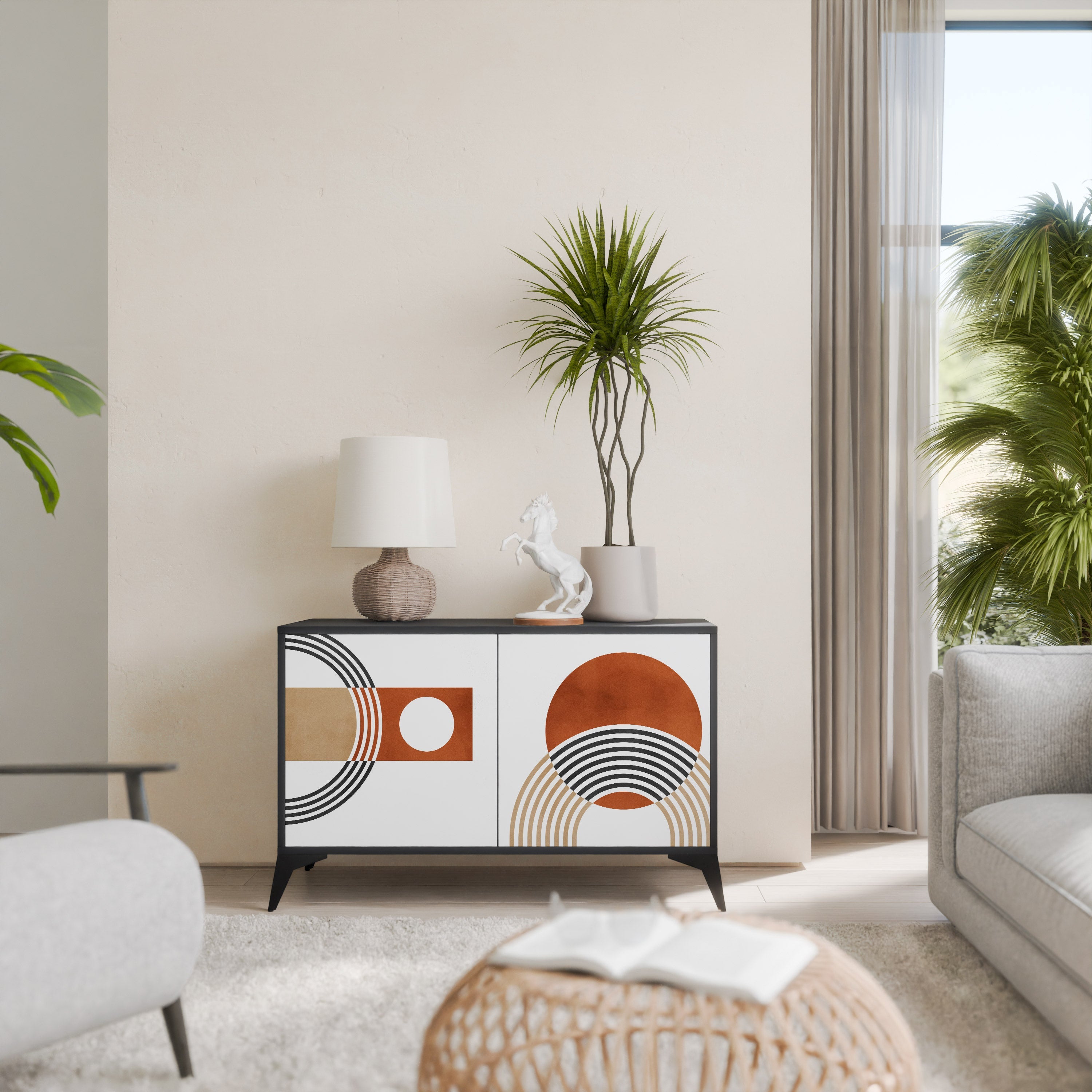 CIRCLE RHYTM Sideboard mit 2 Türen in Schwarz