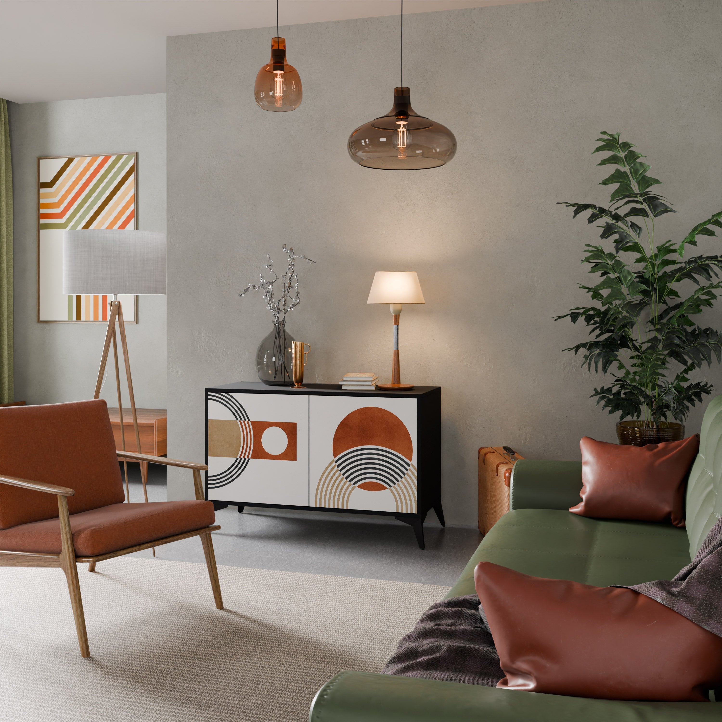 CIRCLE RHYTM Sideboard mit 2 Türen in Schwarz