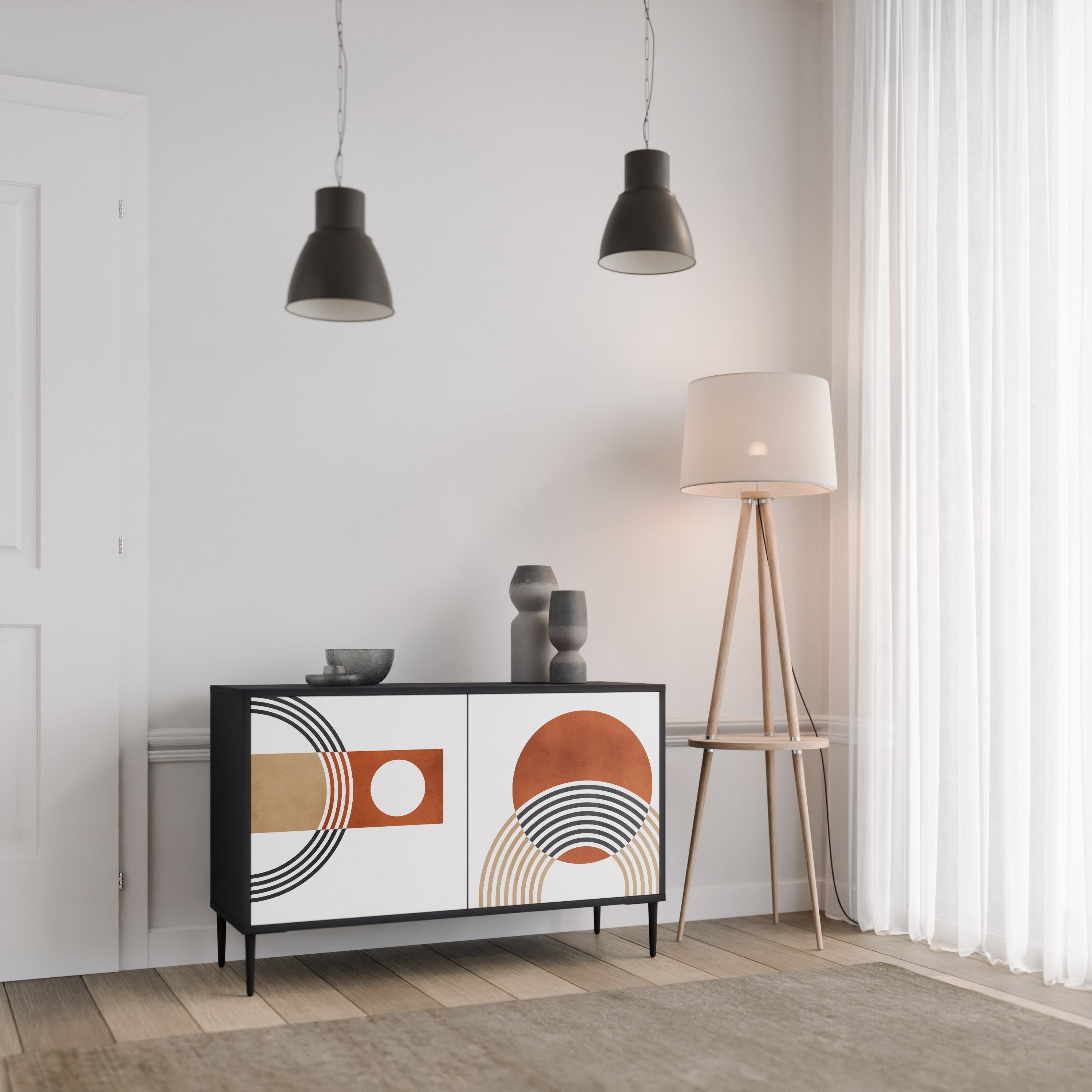 CIRCLE RHYTM Sideboard mit 2 Türen in Schwarz