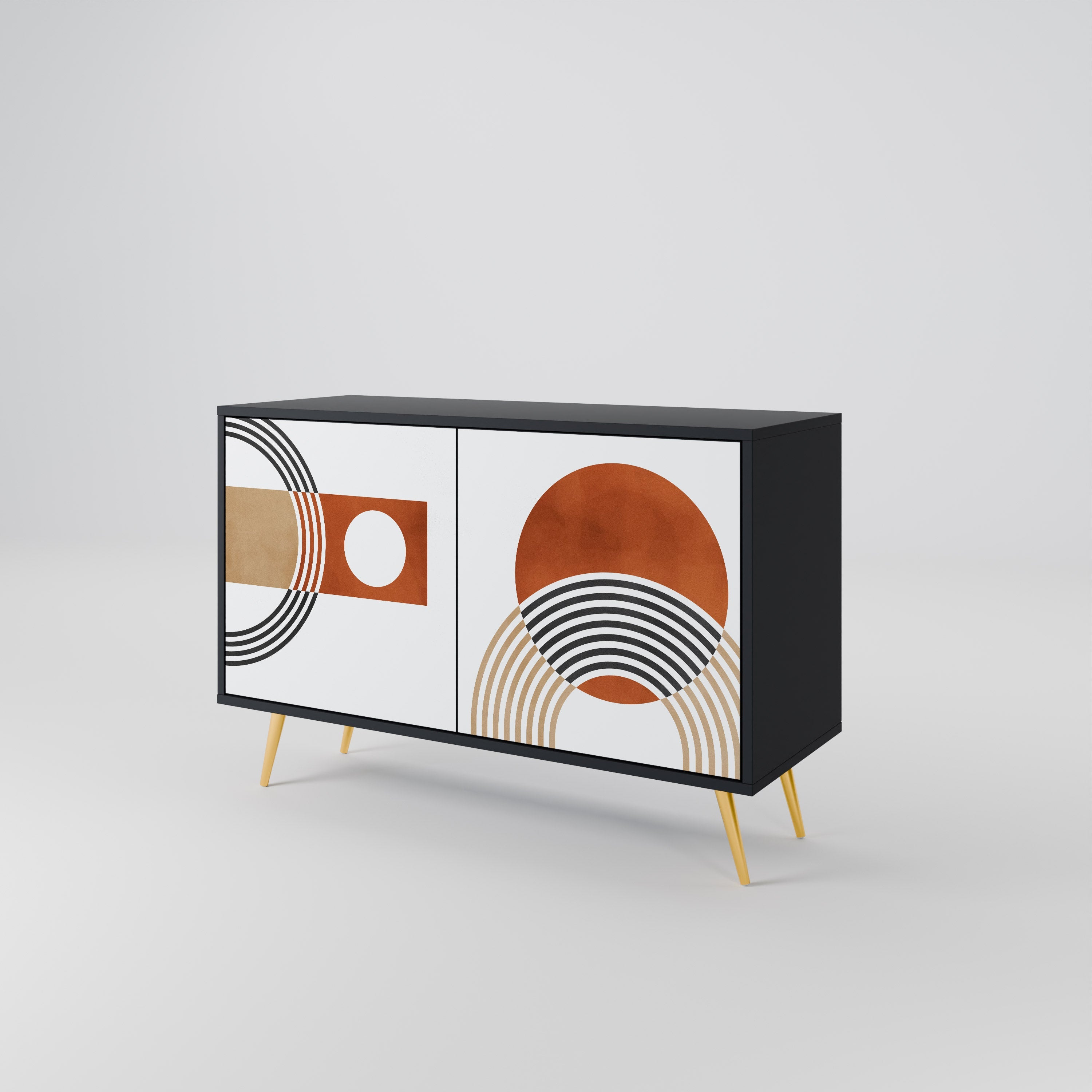 CIRCLE RHYTM Sideboard mit 2 Türen in Schwarz