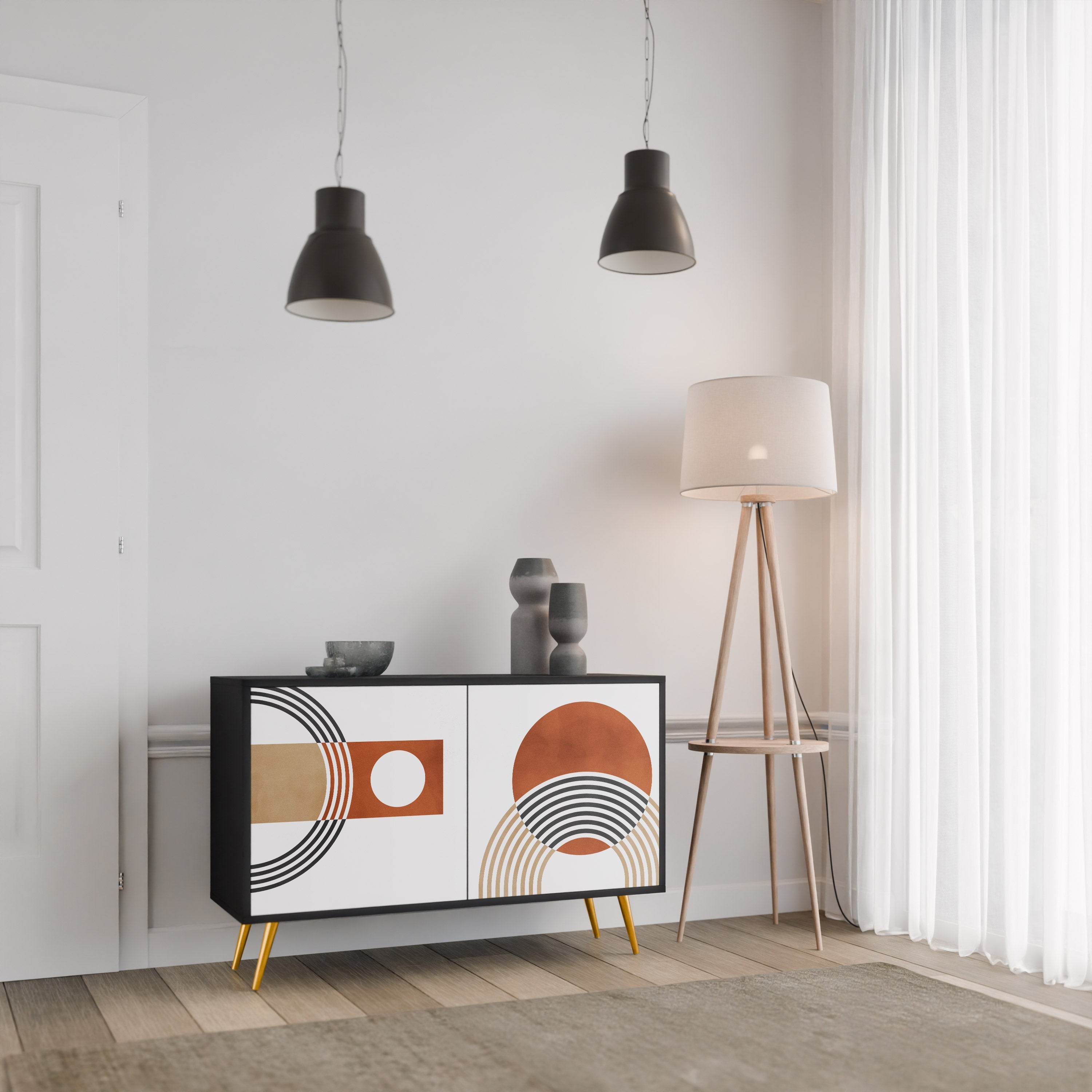 CIRCLE RHYTM Sideboard mit 2 Türen in Schwarz