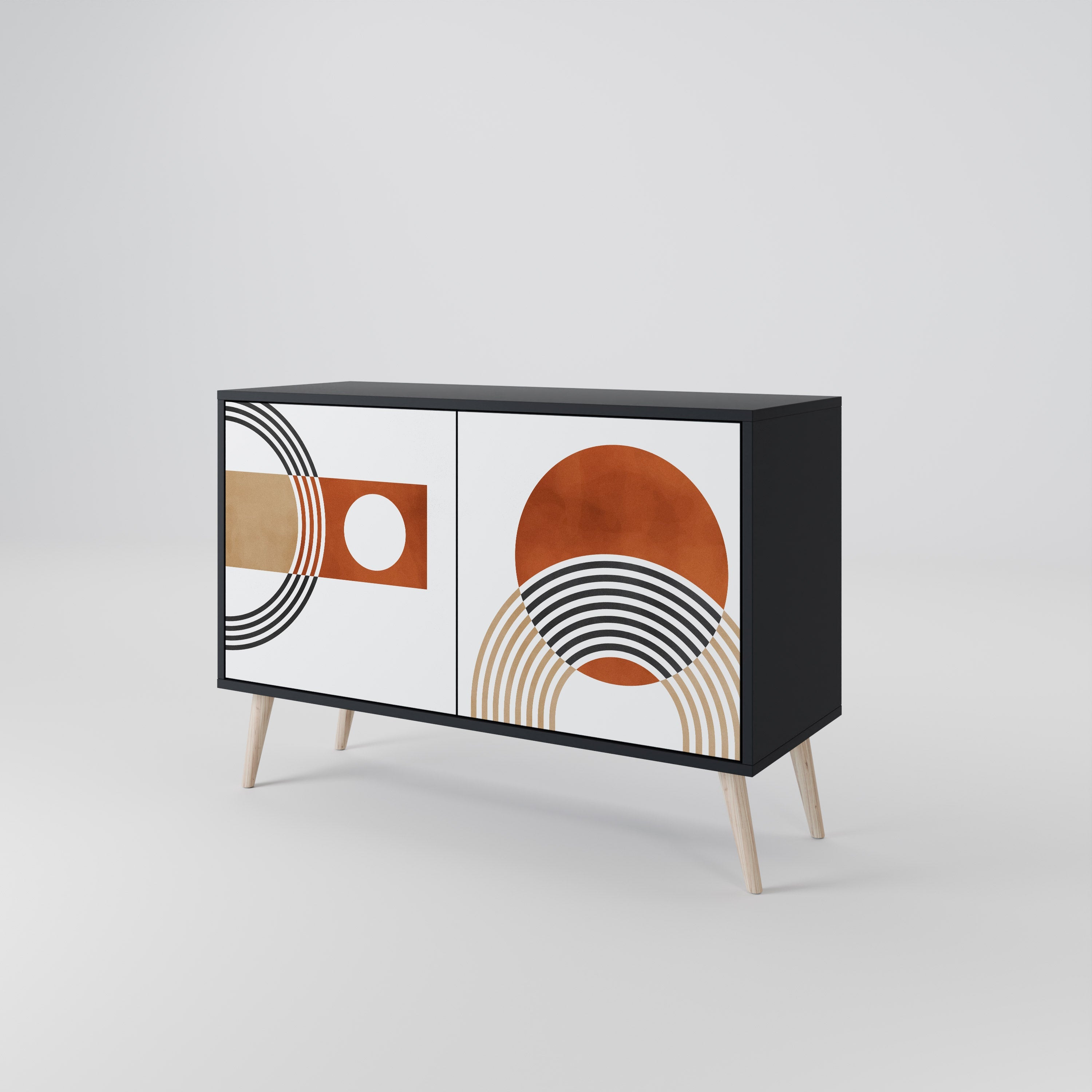 CIRCLE RHYTM Sideboard mit 2 Türen in Schwarz