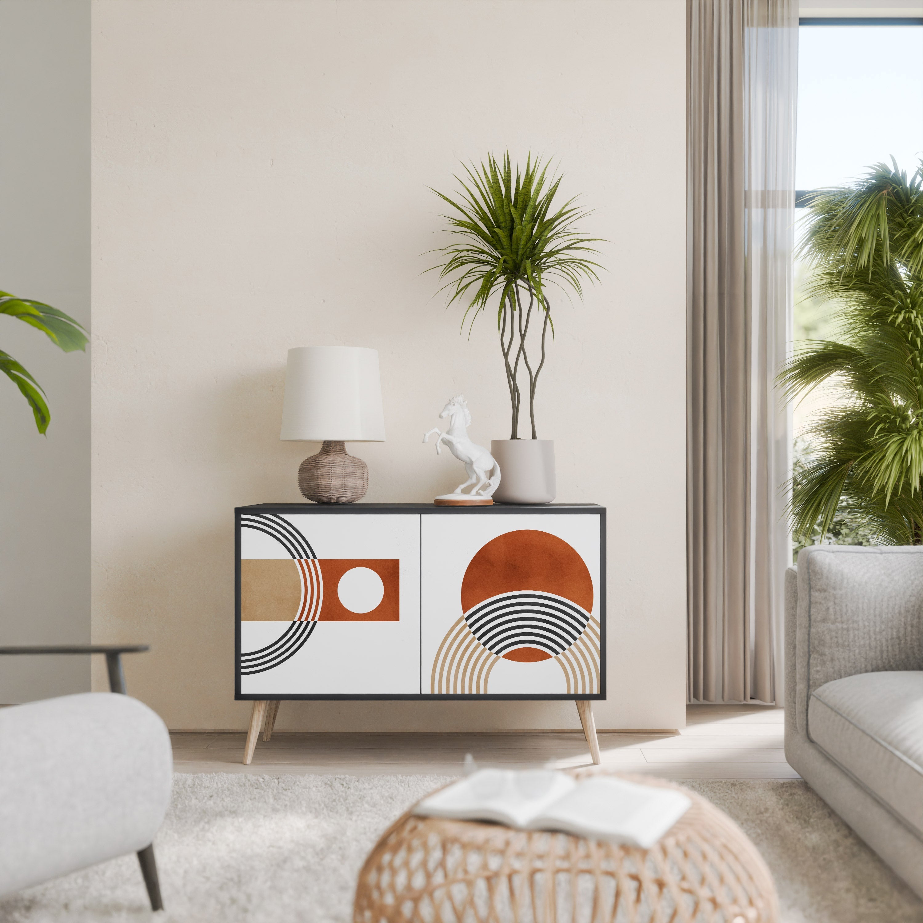 CIRCLE RHYTM Sideboard mit 2 Türen in Schwarz