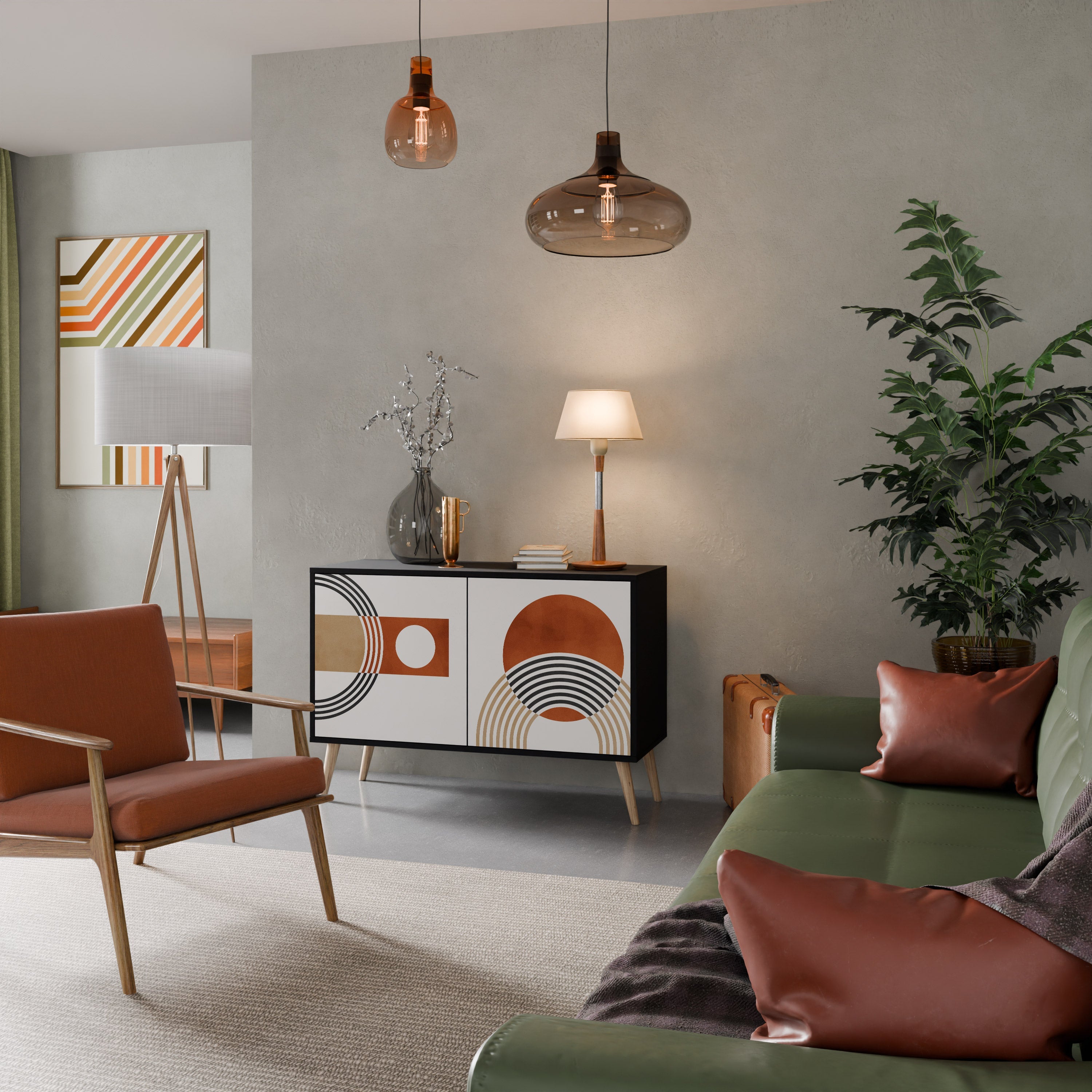 CIRCLE RHYTM Sideboard mit 2 Türen in Schwarz