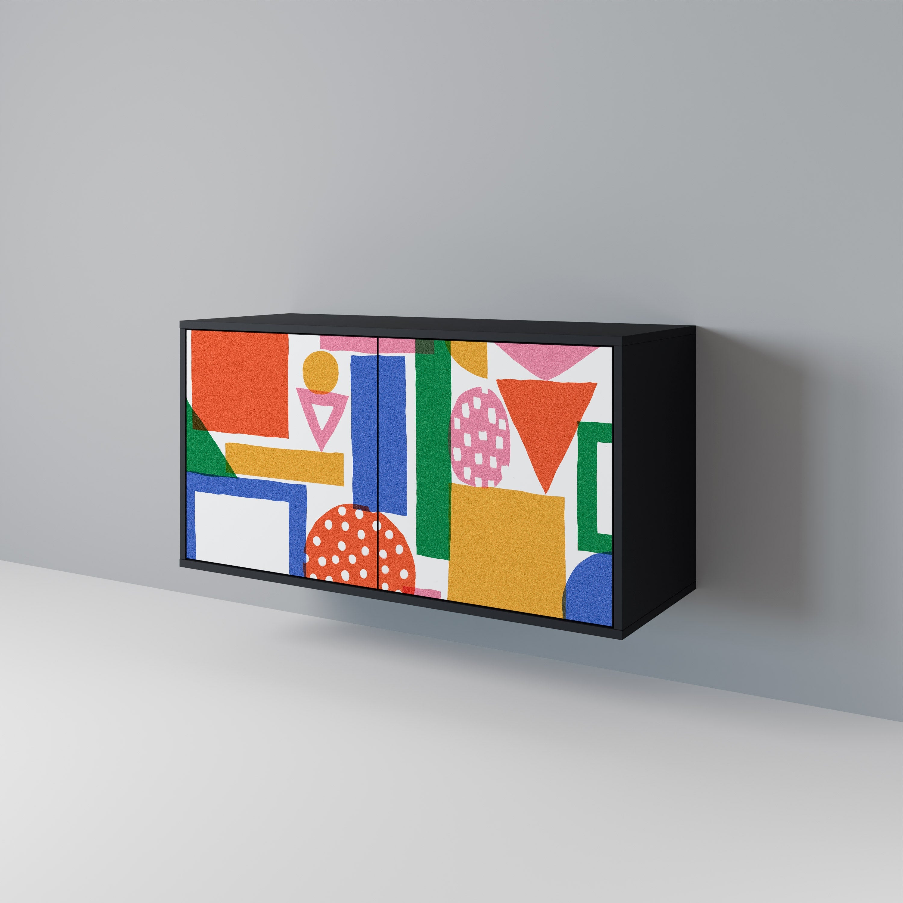 GEOMETRIC GLIMMER Sideboard mit 2 Türen in Schwarz
