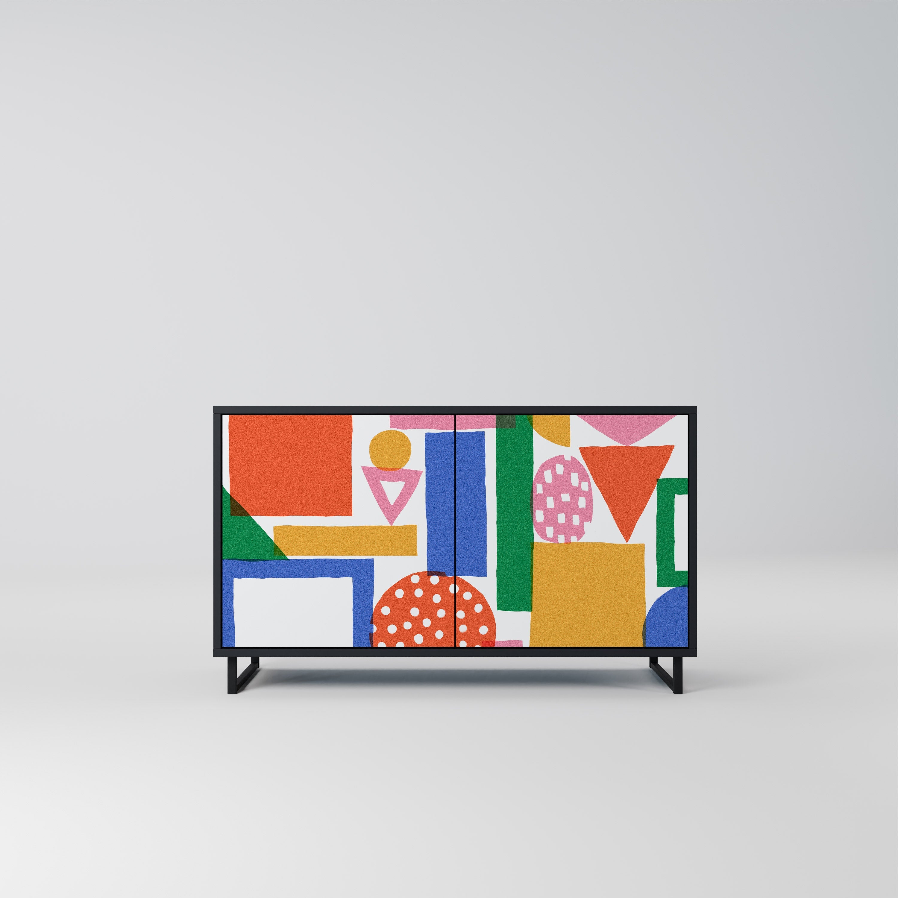 GEOMETRIC GLIMMER Sideboard mit 2 Türen in Schwarz