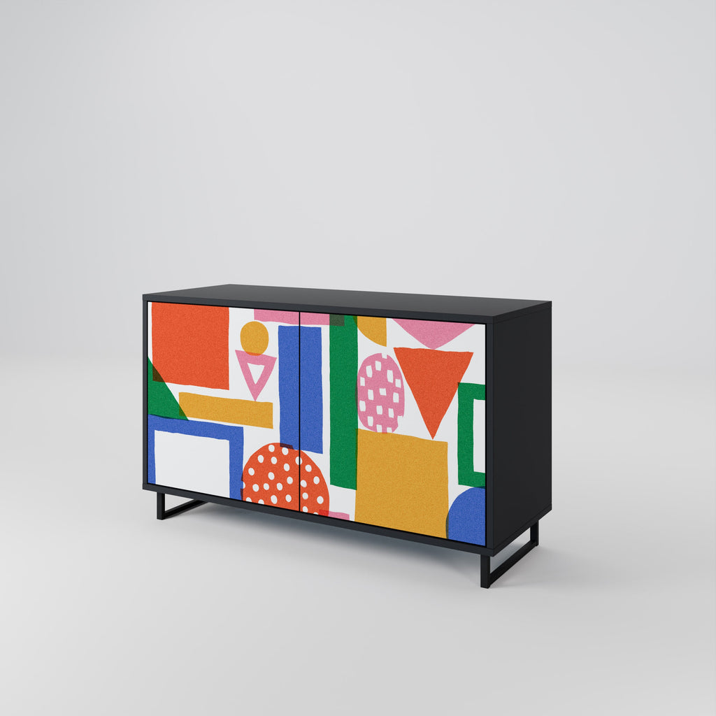 GEOMETRIC GLIMMER Sideboard mit 2 Türen in Schwarz