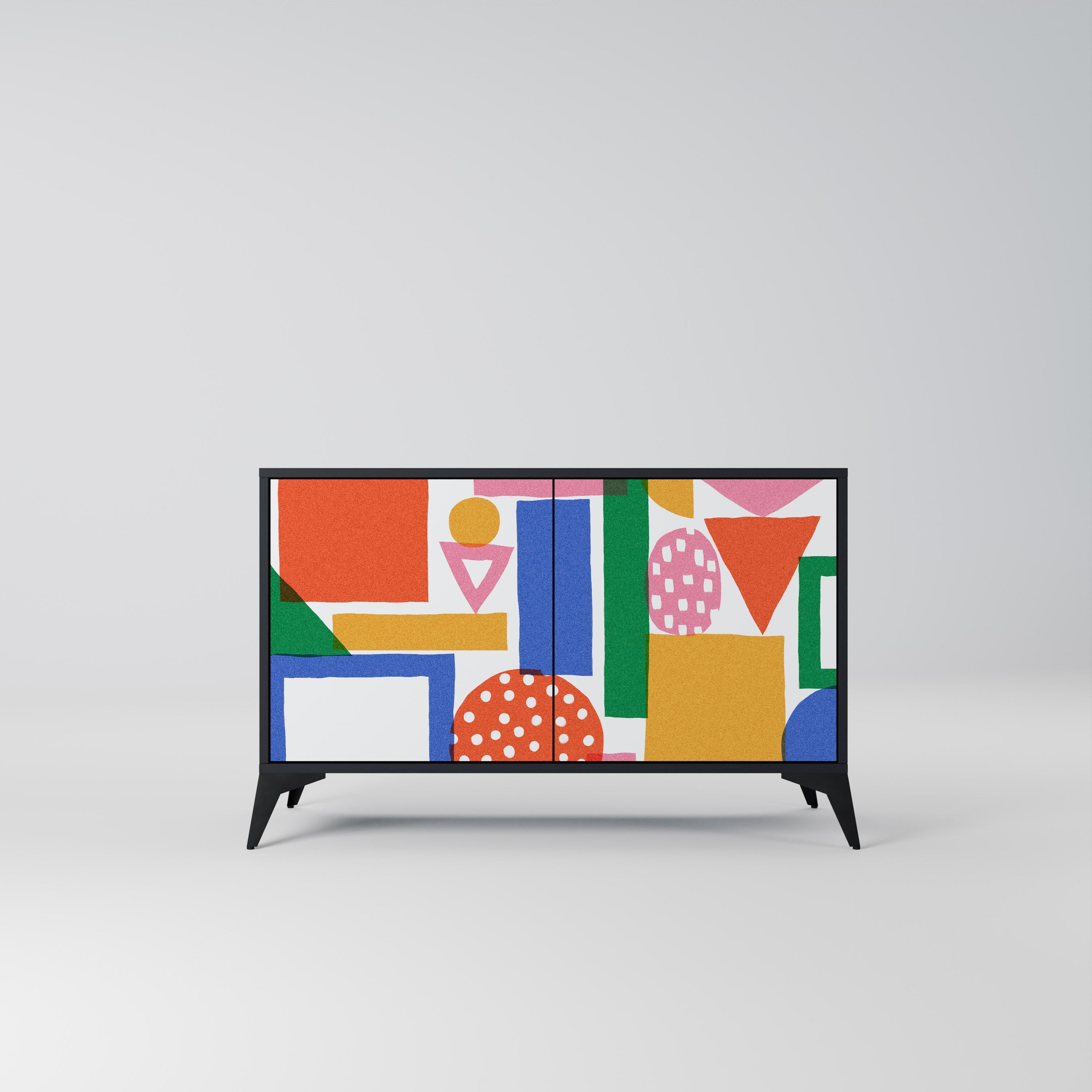GEOMETRIC GLIMMER Sideboard mit 2 Türen in Schwarz