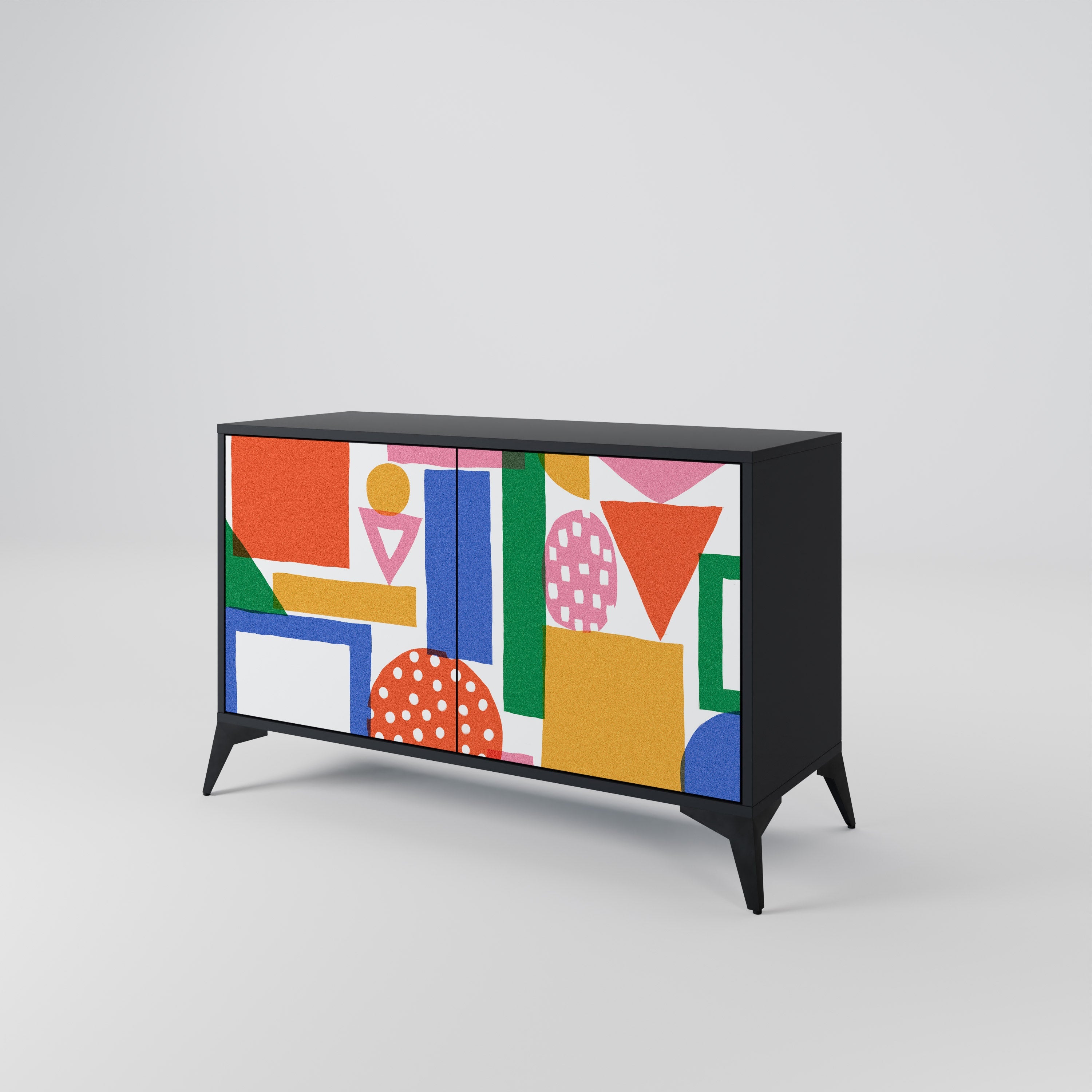 GEOMETRIC GLIMMER Sideboard mit 2 Türen in Schwarz