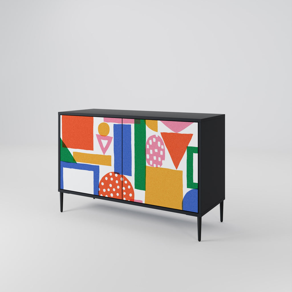 GEOMETRIC GLIMMER Sideboard mit 2 Türen in Schwarz