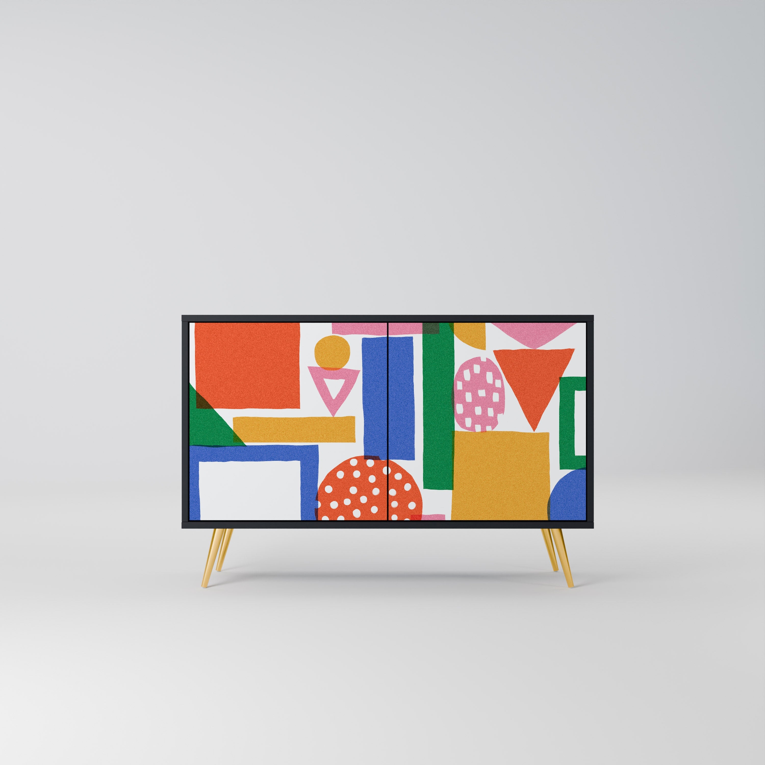 GEOMETRIC GLIMMER Sideboard mit 2 Türen in Schwarz