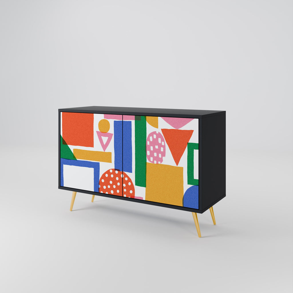 GEOMETRIC GLIMMER Sideboard mit 2 Türen in Schwarz