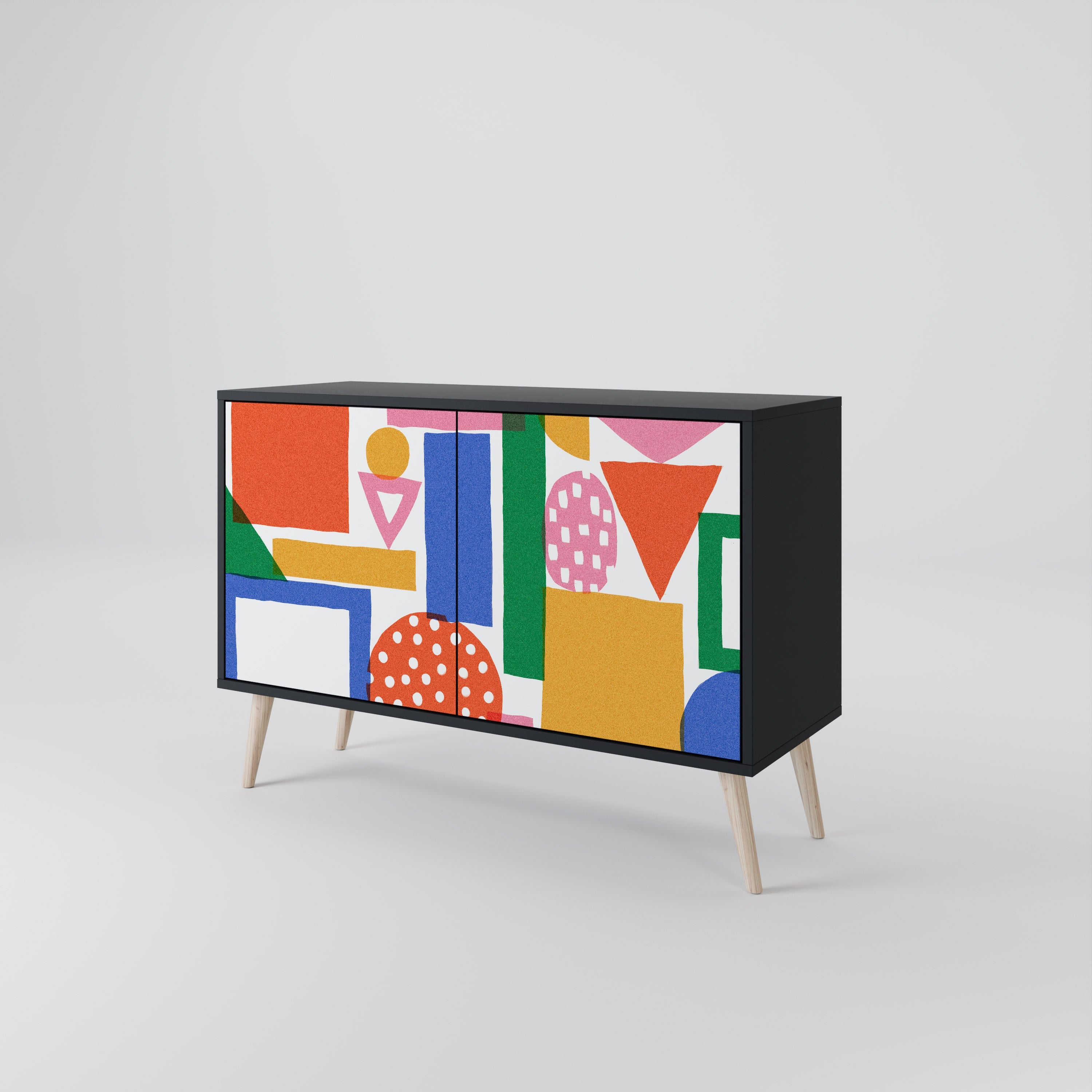 GEOMETRIC GLIMMER Sideboard mit 2 Türen in Schwarz