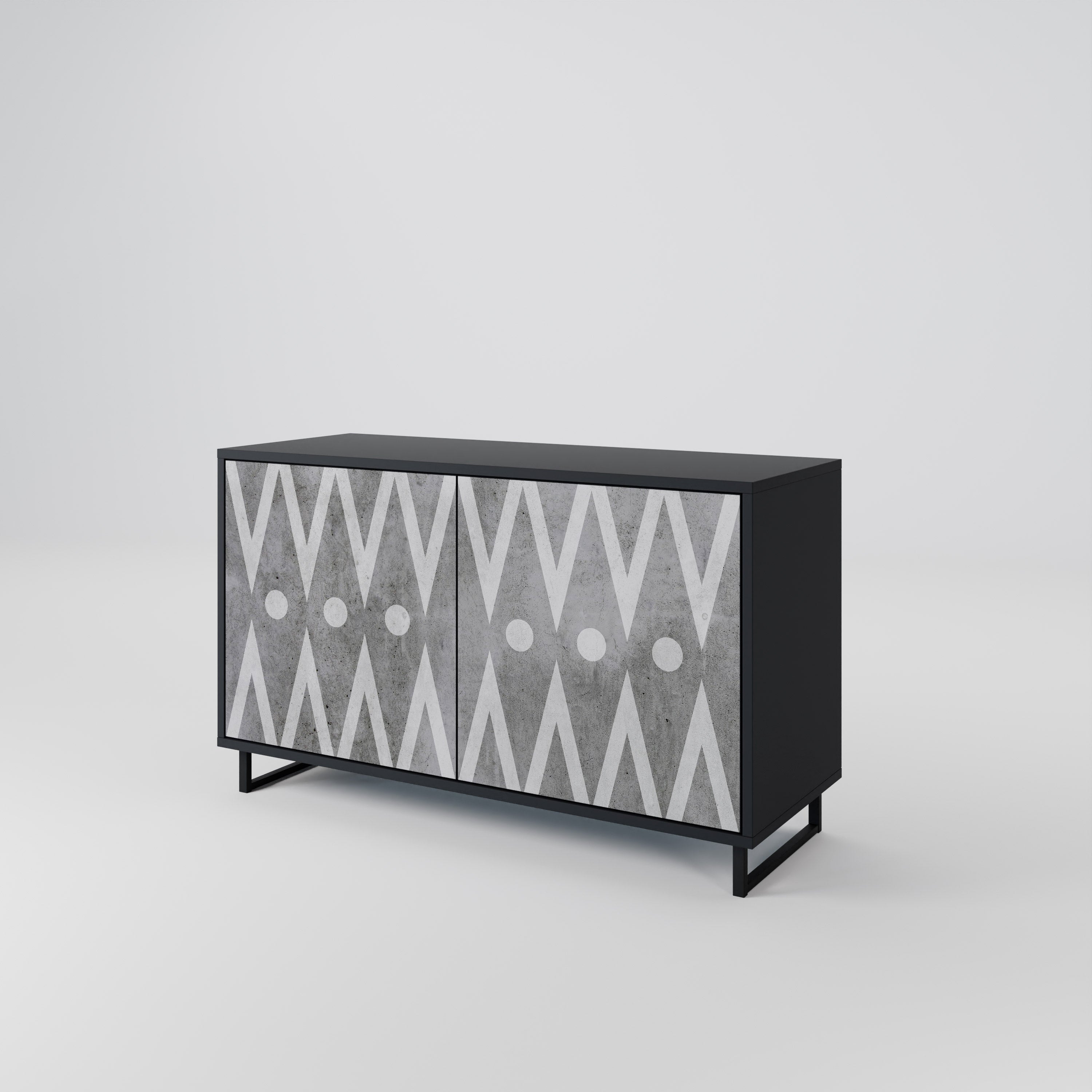 SHARP EDGES Sideboard mit 2 Türen in Schwarz