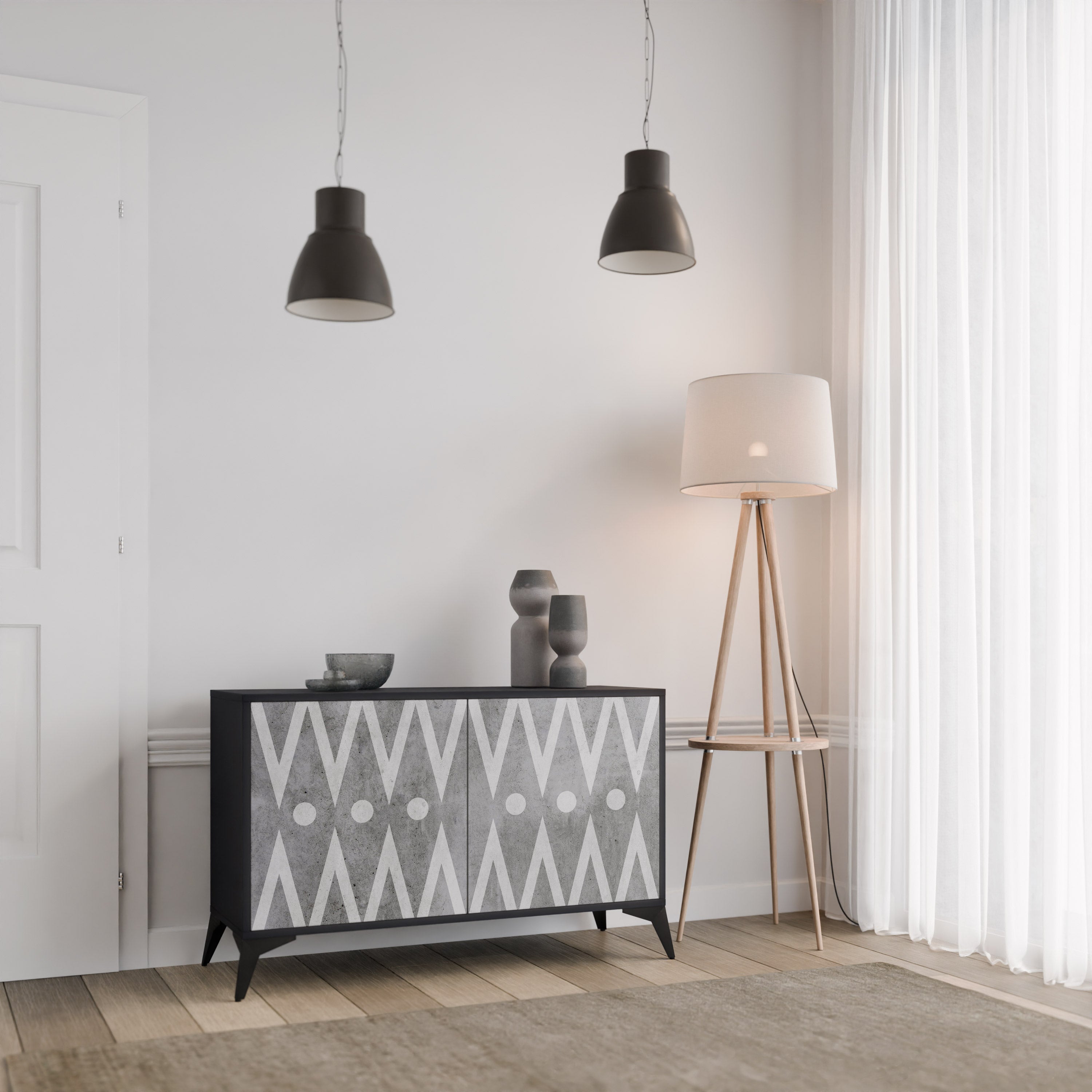 SHARP EDGES Sideboard mit 2 Türen in Schwarz