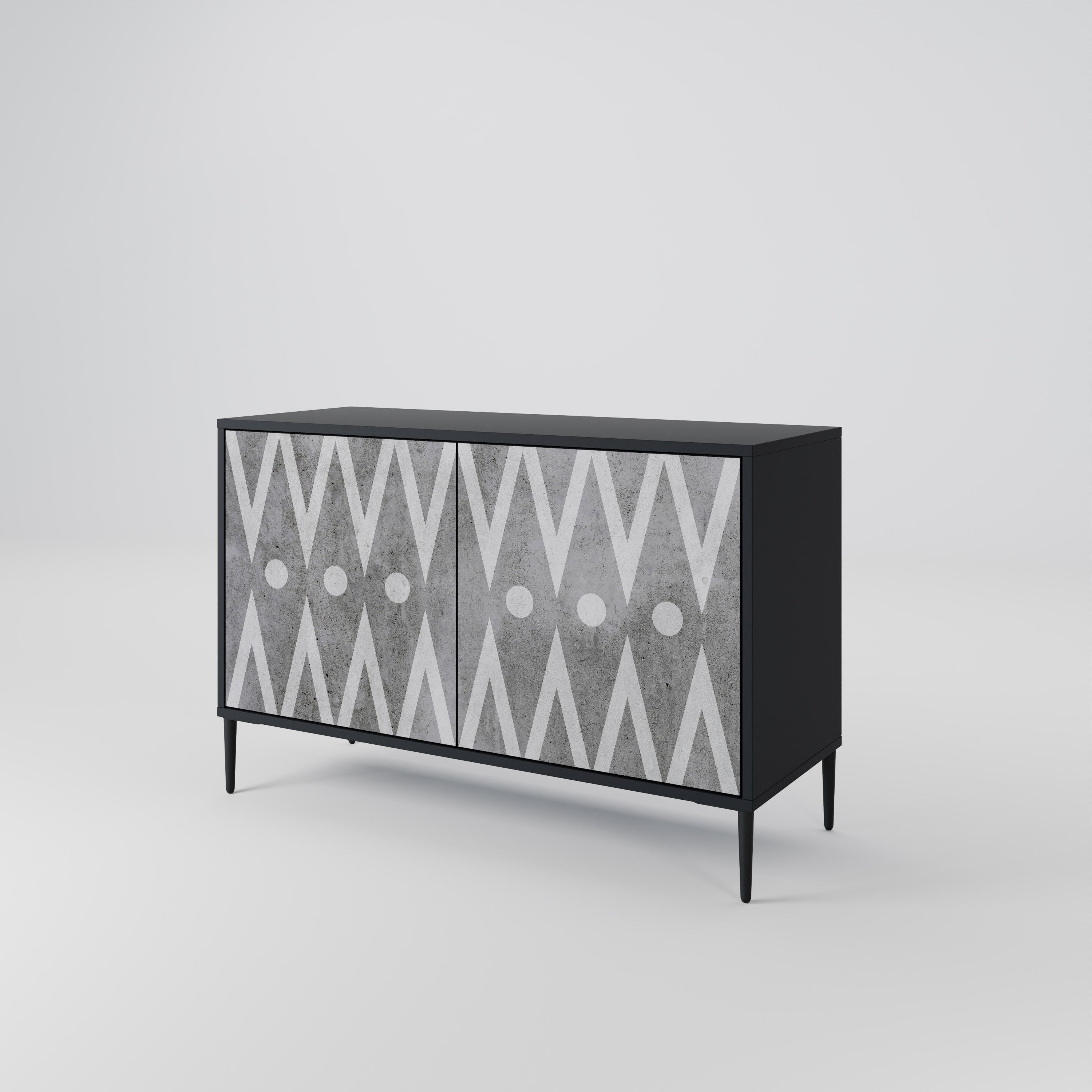 SHARP EDGES Sideboard mit 2 Türen in Schwarz