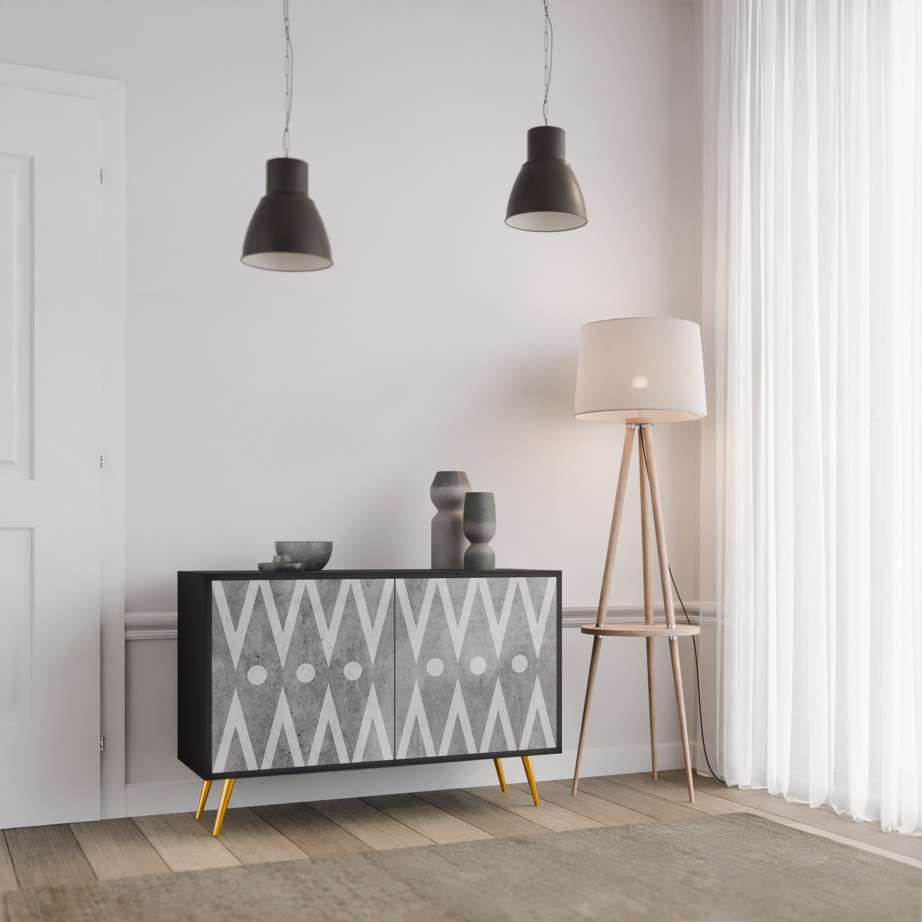SHARP EDGES Sideboard mit 2 Türen in Schwarz