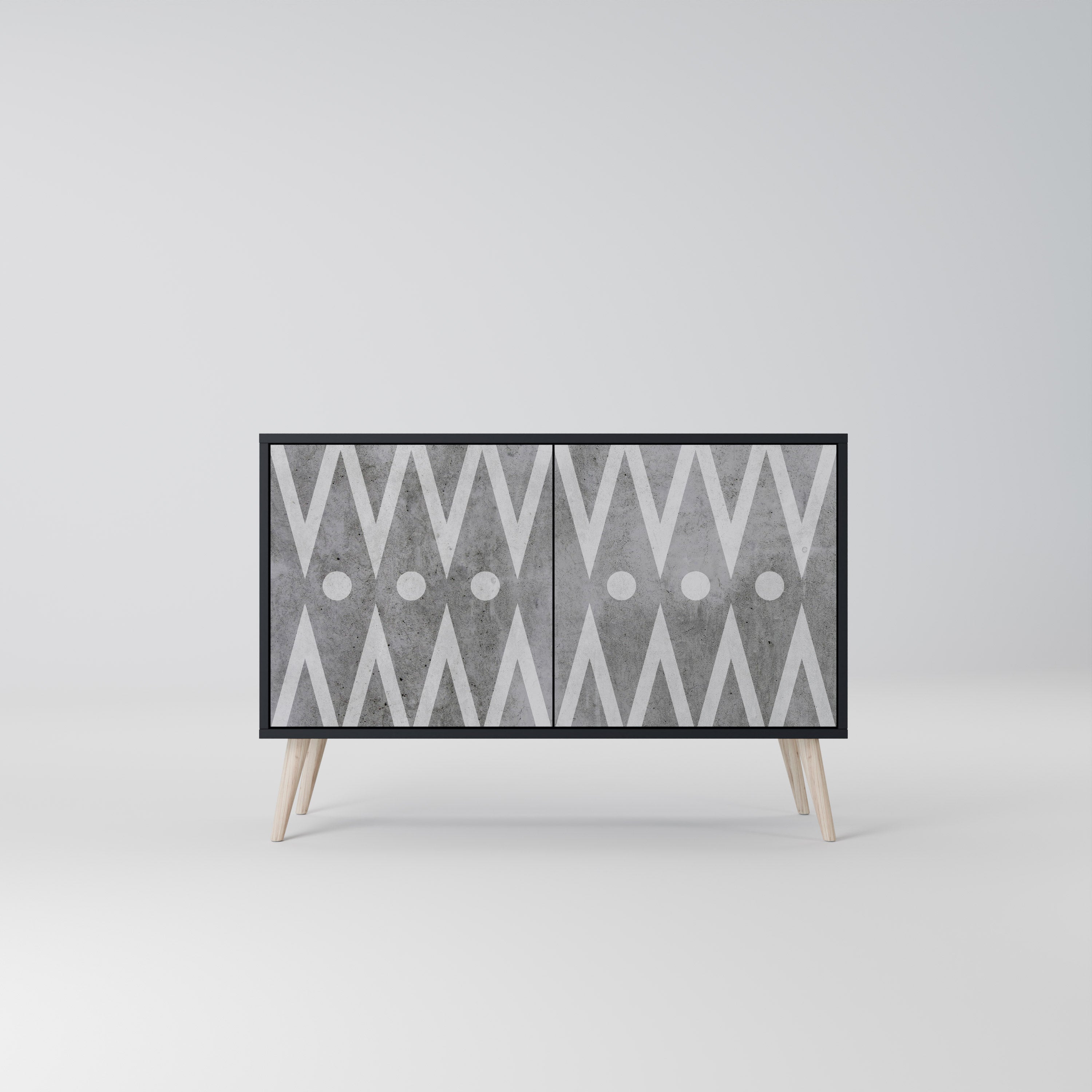 SHARP EDGES Sideboard mit 2 Türen in Schwarz