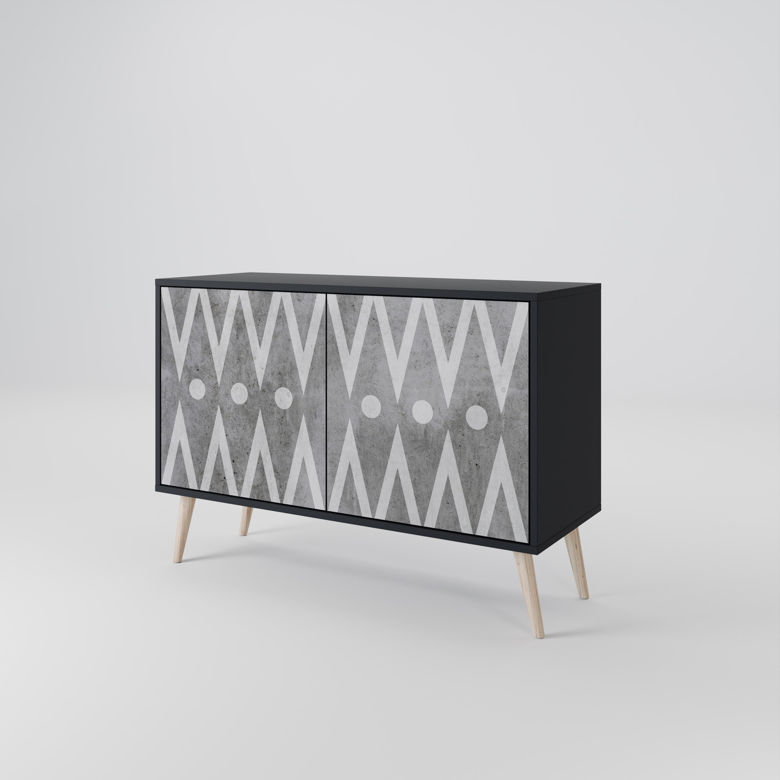 SHARP EDGES Sideboard mit 2 Türen in Schwarz