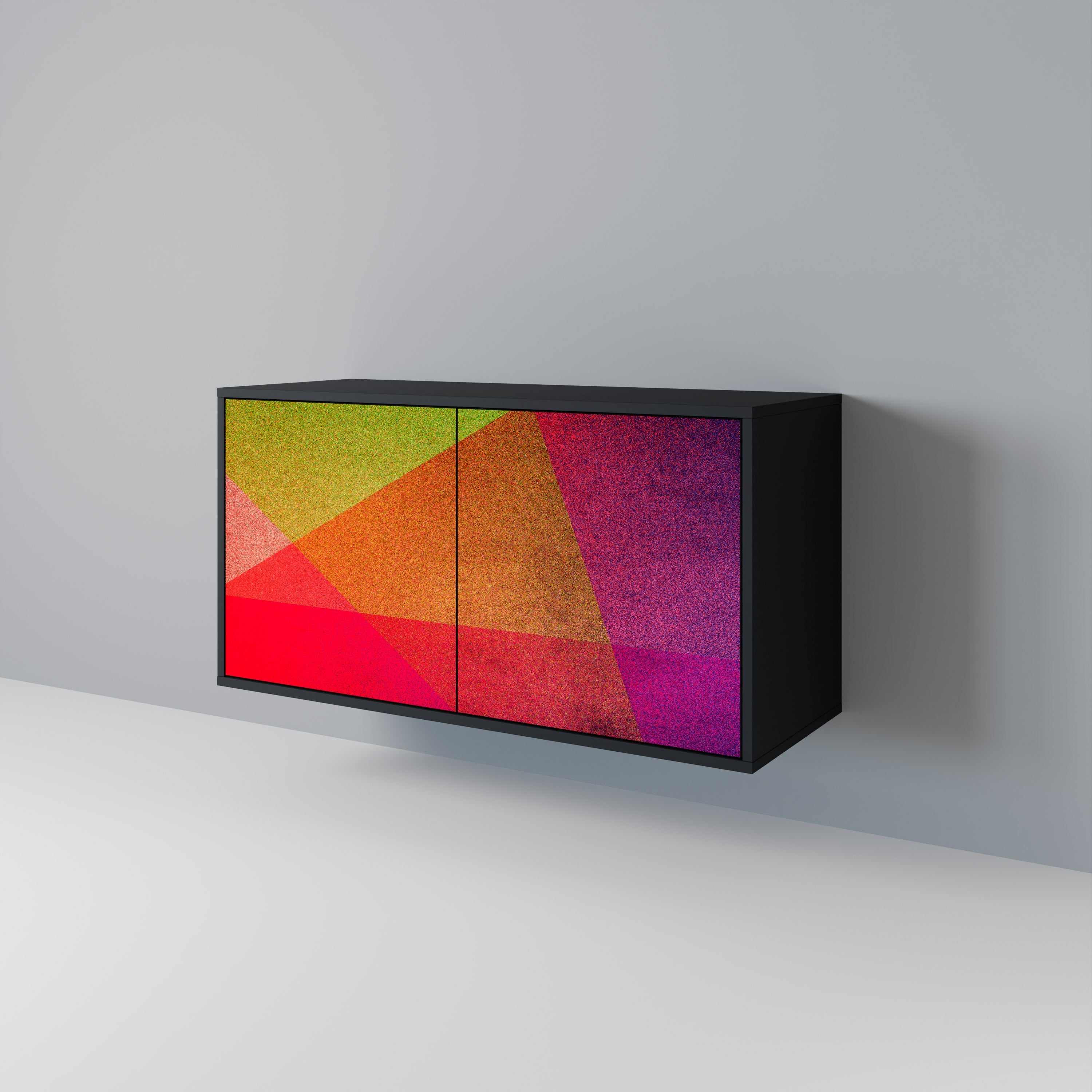 VIVID GEOMETRY Sideboard mit 2 Türen in Schwarz