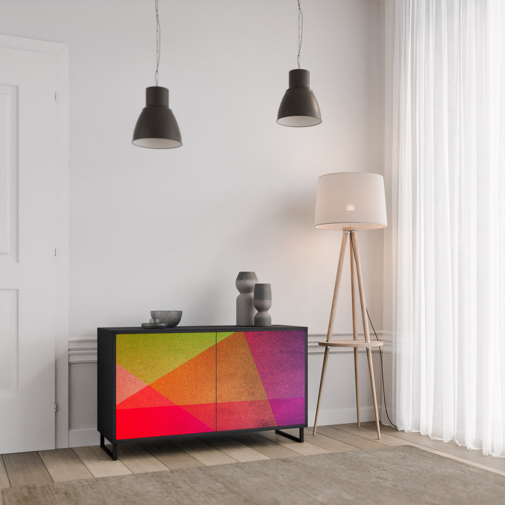 VIVID GEOMETRY Sideboard mit 2 Türen in Schwarz
