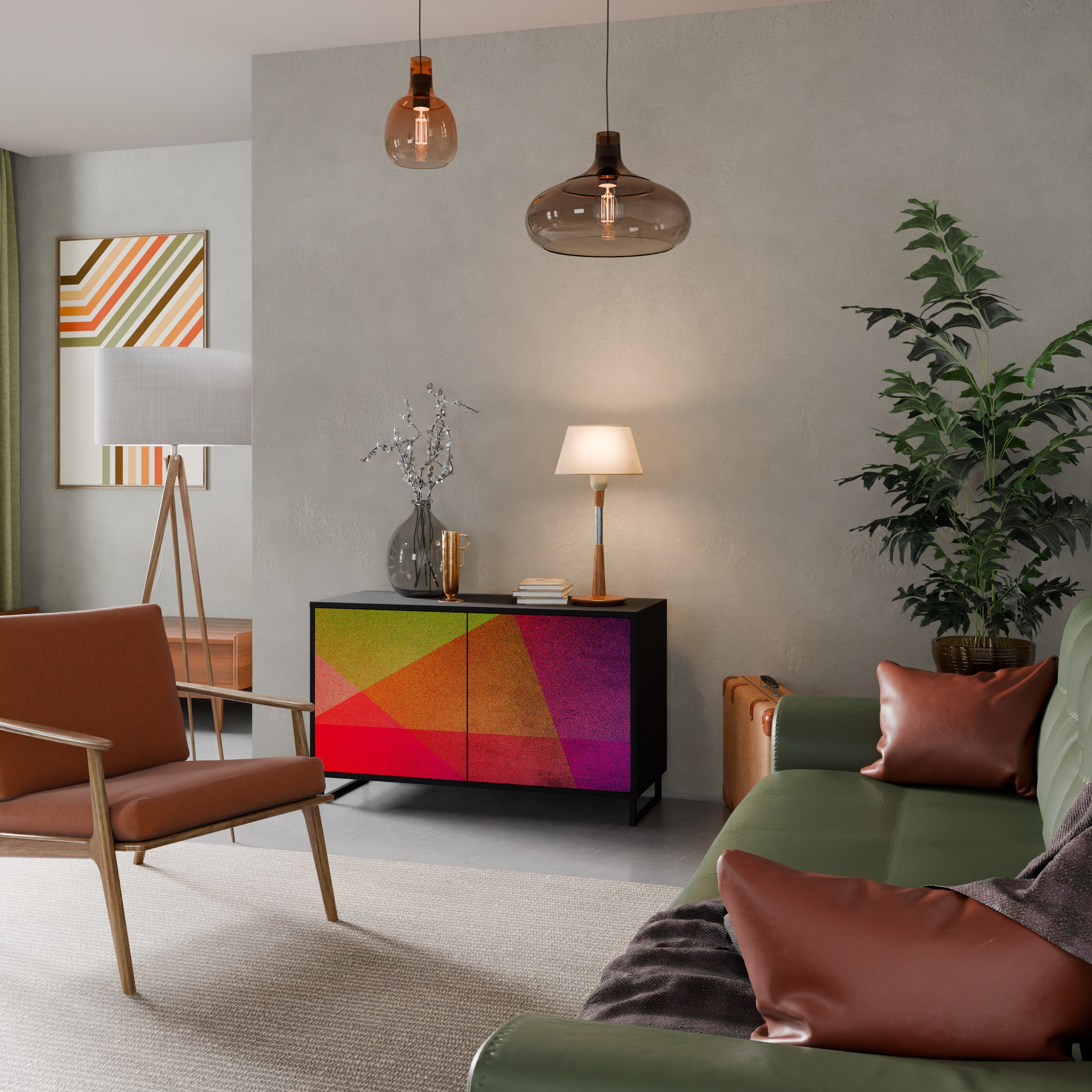 VIVID GEOMETRY Sideboard mit 2 Türen in Schwarz