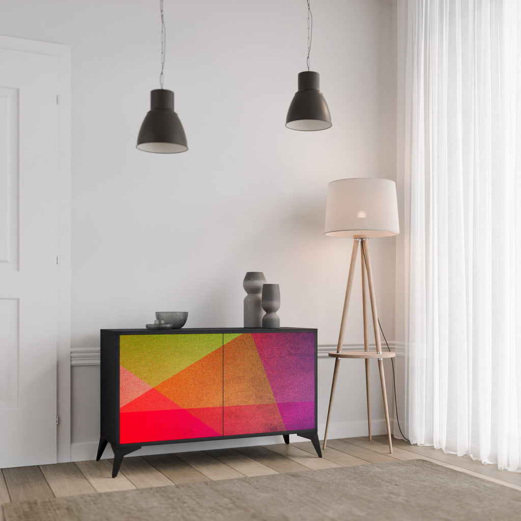 VIVID GEOMETRY Sideboard mit 2 Türen in Schwarz