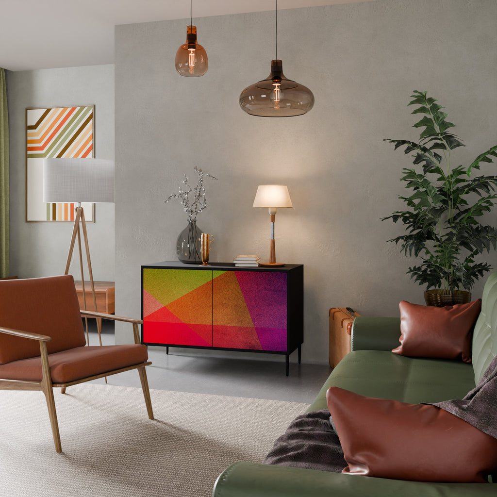 VIVID GEOMETRY Sideboard mit 2 Türen in Schwarz