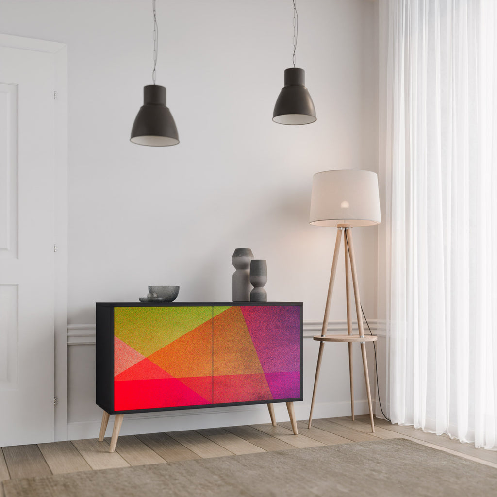 VIVID GEOMETRY Sideboard mit 2 Türen in Schwarz