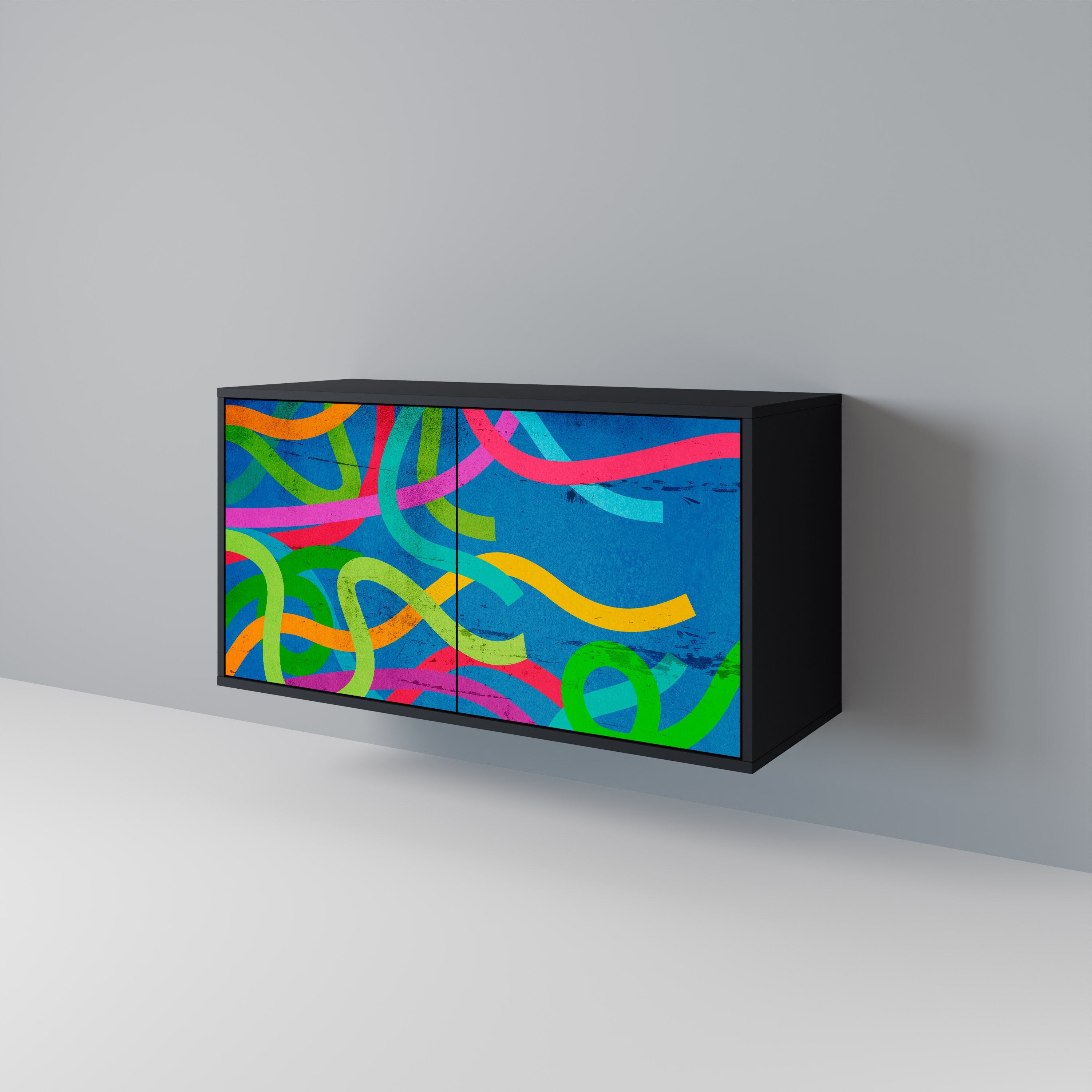 STREAMER TANGLE Sideboard mit 2 Türen in Schwarz
