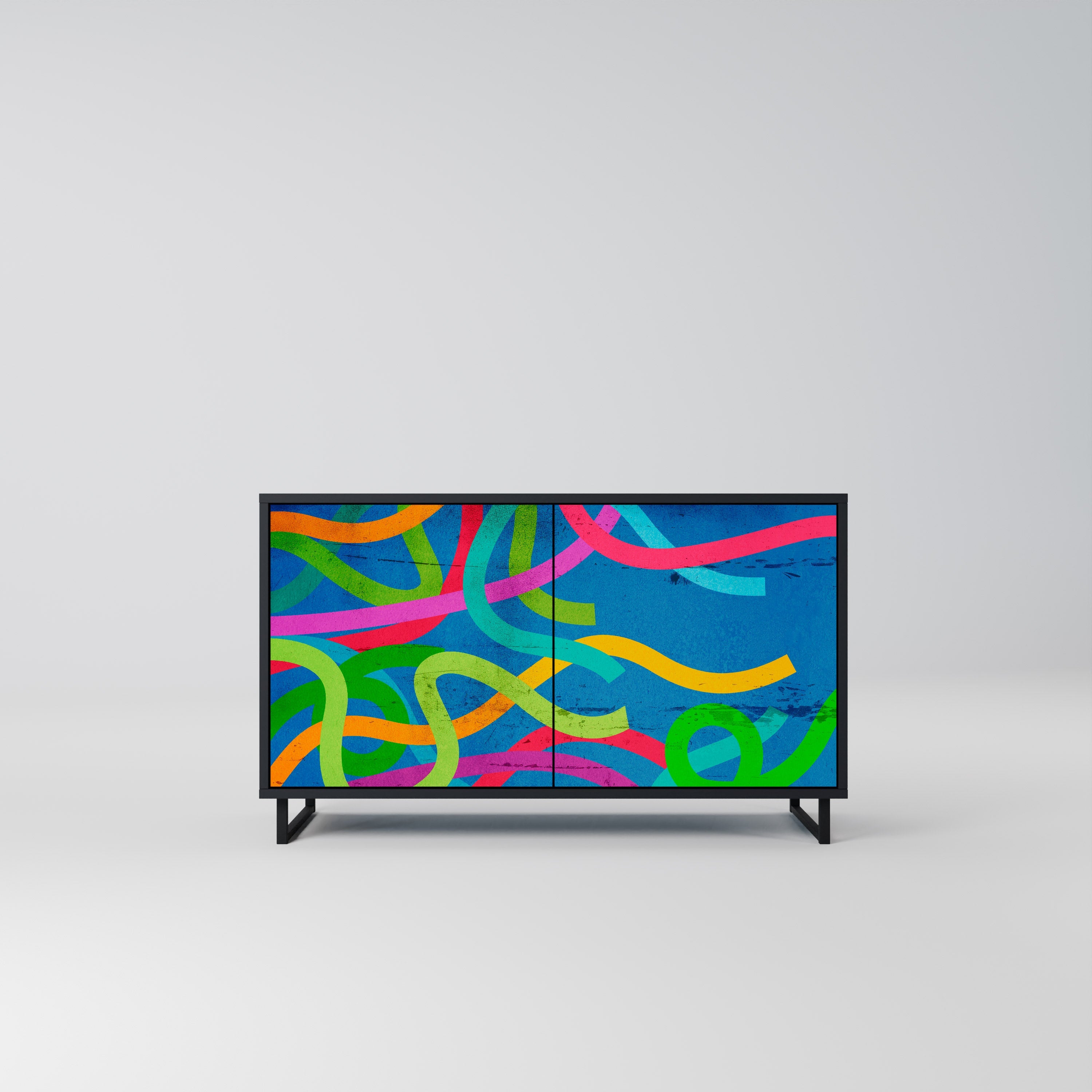 STREAMER TANGLE Sideboard mit 2 Türen in Schwarz