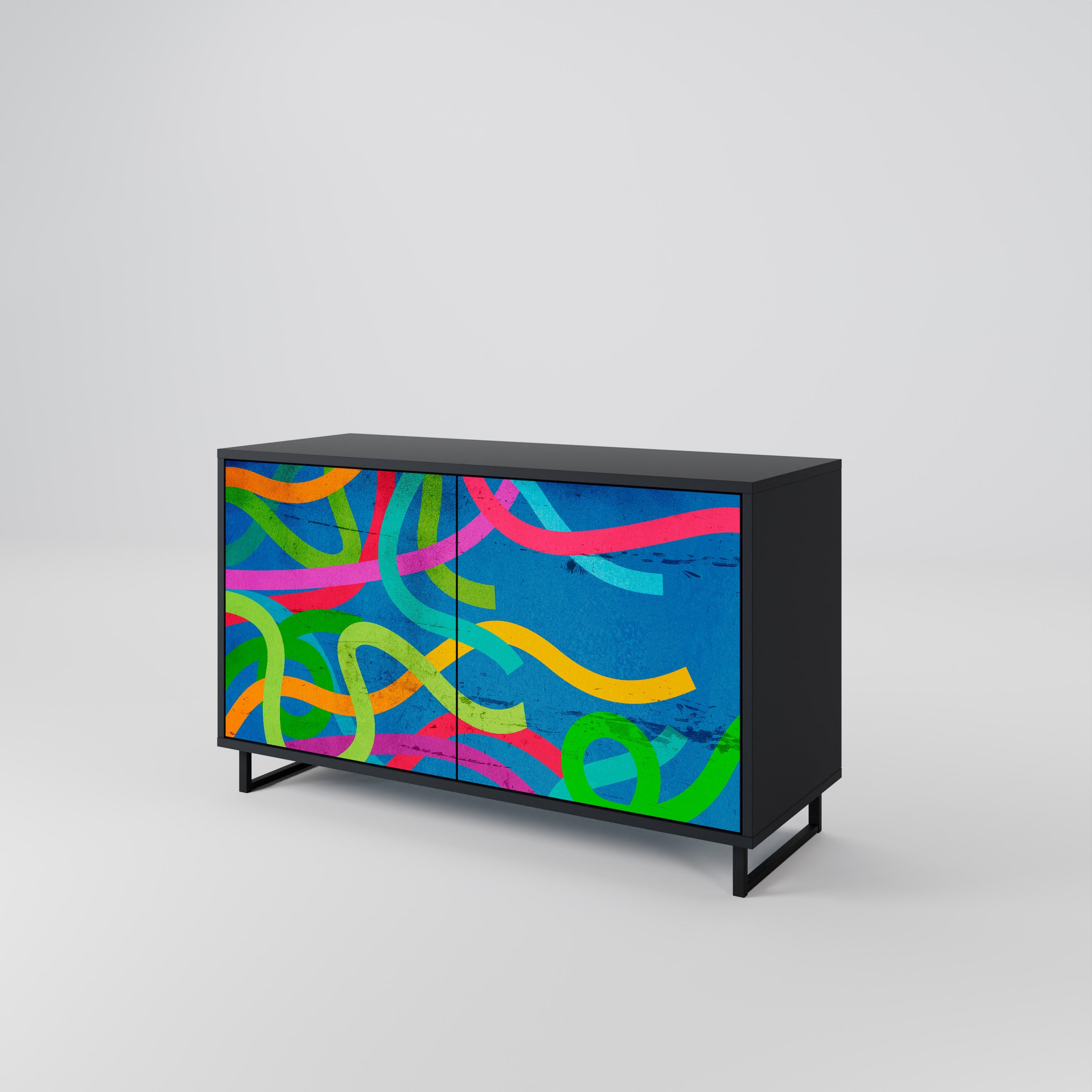 STREAMER TANGLE Sideboard mit 2 Türen in Schwarz