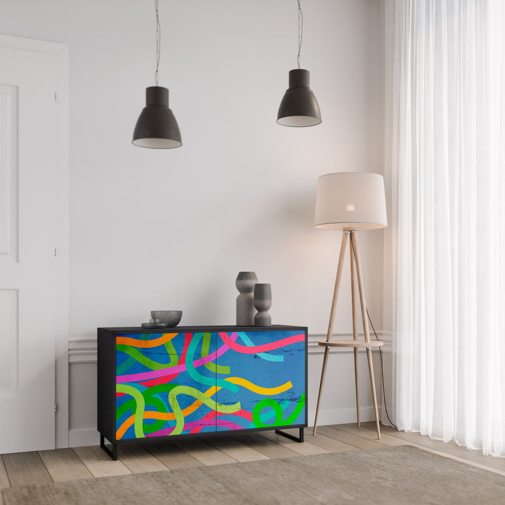 STREAMER TANGLE Sideboard mit 2 Türen in Schwarz