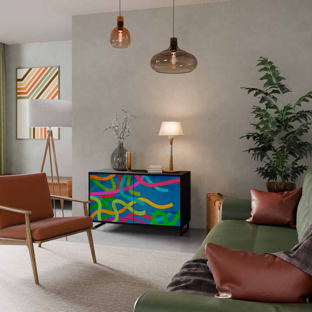 STREAMER TANGLE Sideboard mit 2 Türen in Schwarz