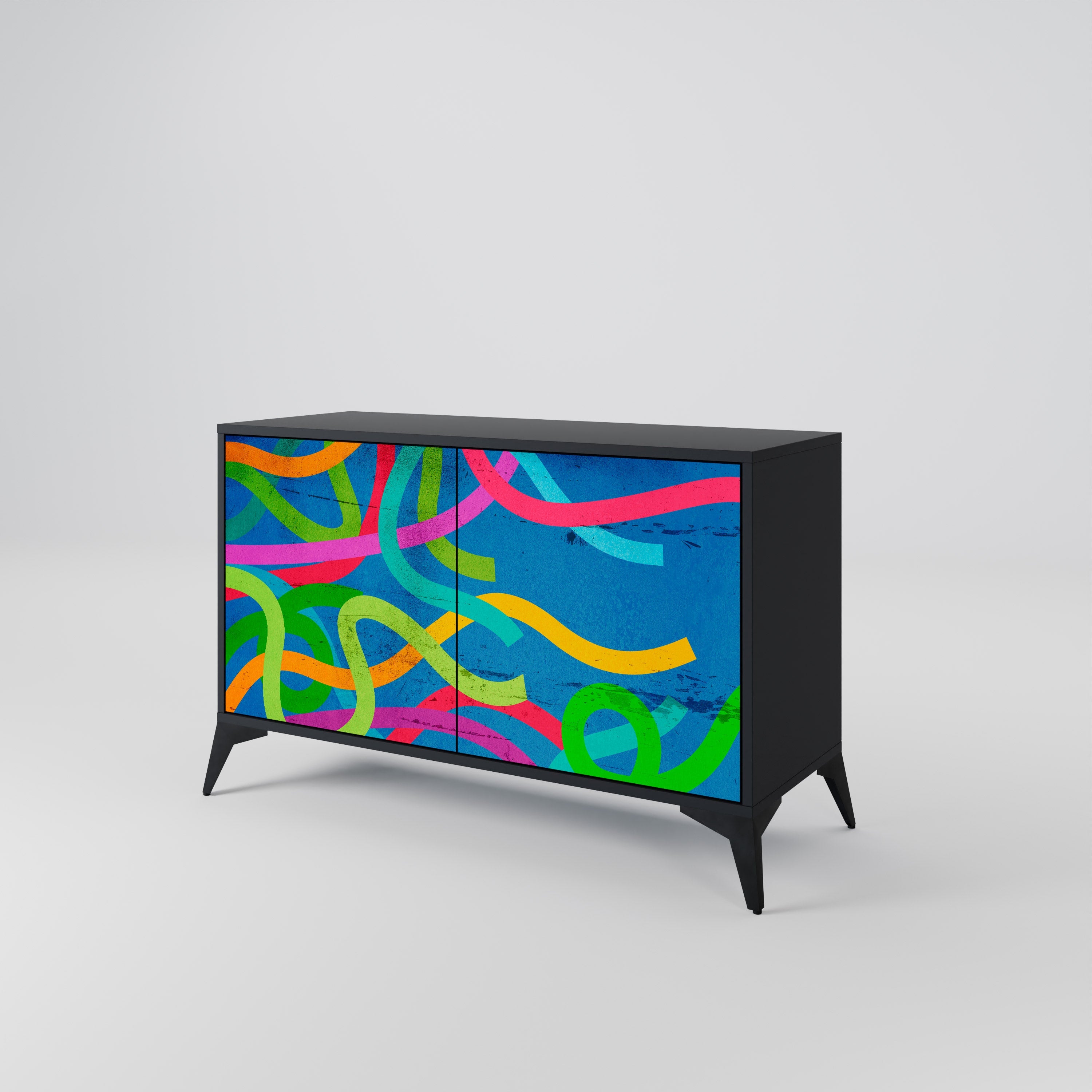 STREAMER TANGLE Sideboard mit 2 Türen in Schwarz