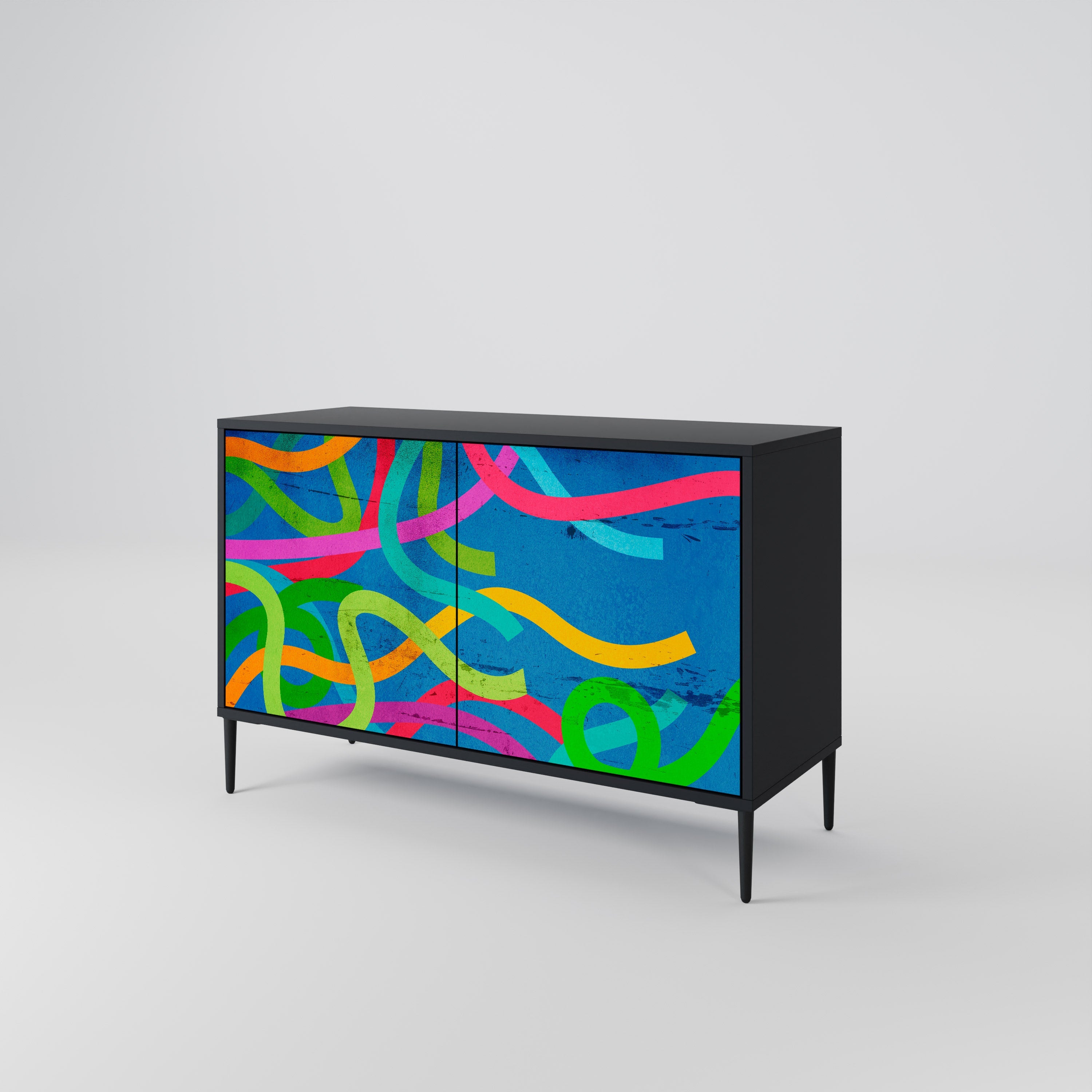 STREAMER TANGLE Sideboard mit 2 Türen in Schwarz