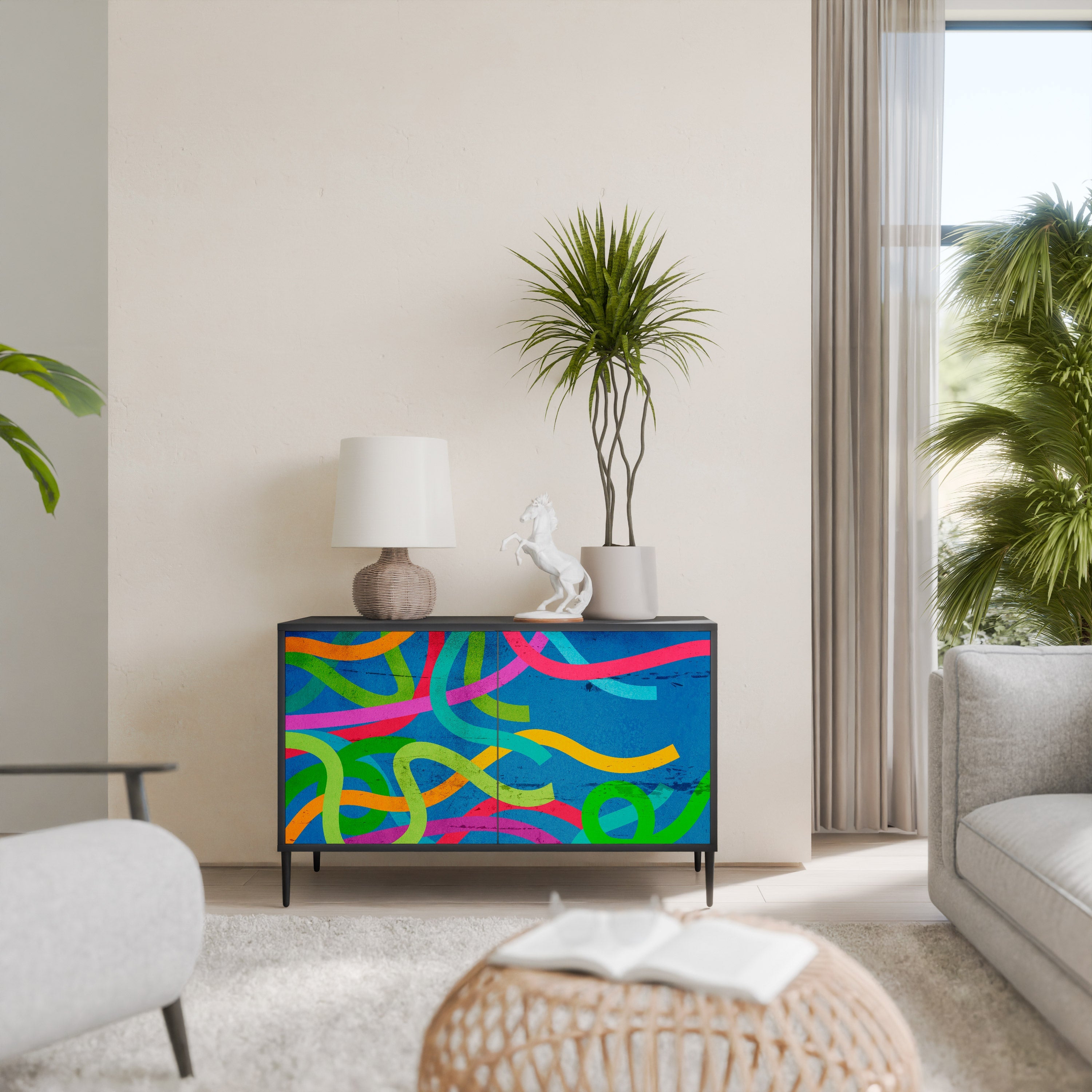 STREAMER TANGLE Sideboard mit 2 Türen in Schwarz