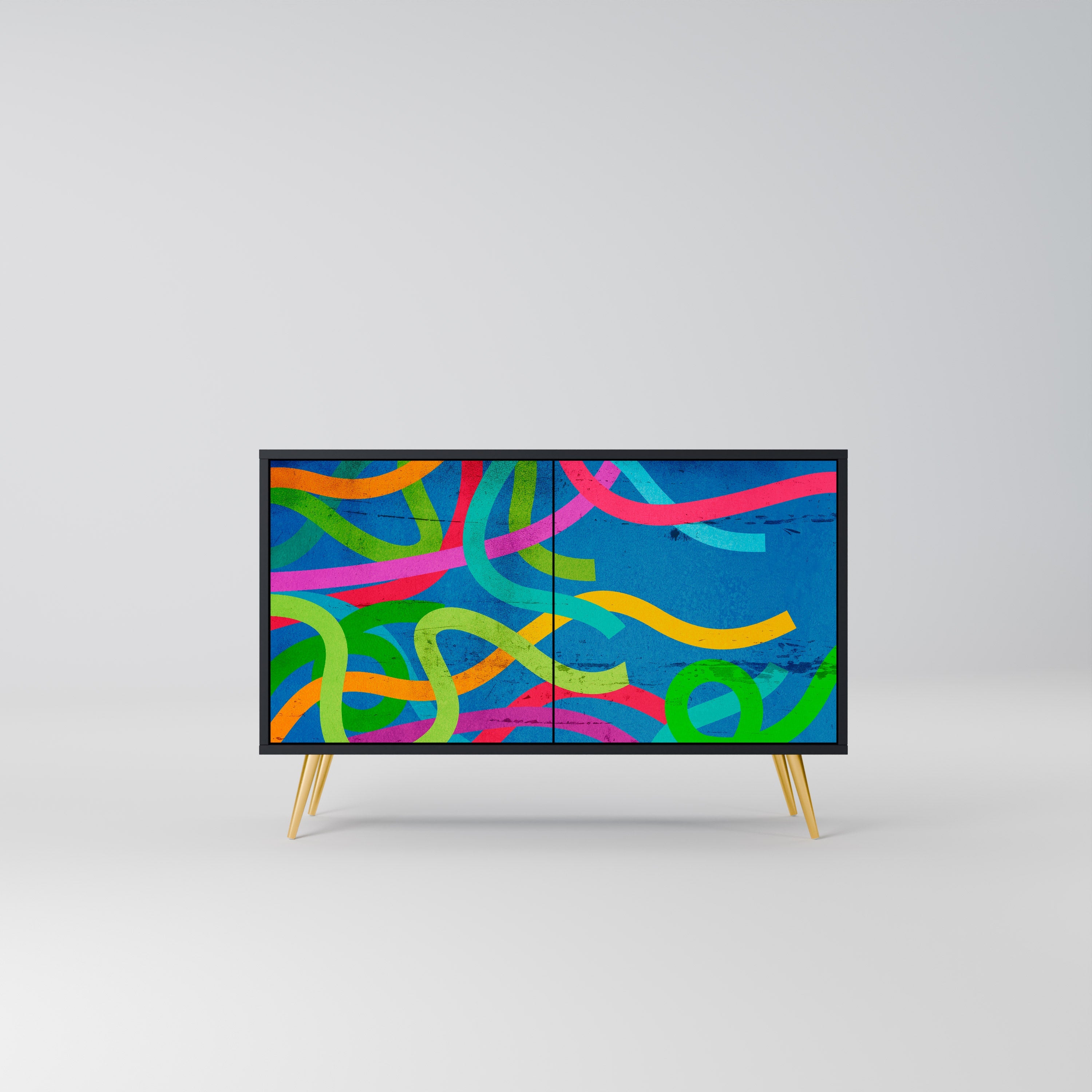 STREAMER TANGLE Sideboard mit 2 Türen in Schwarz