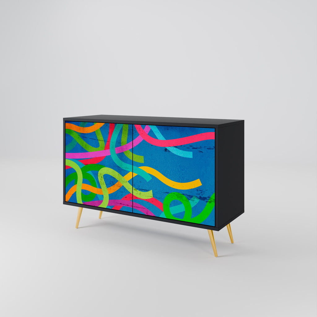 STREAMER TANGLE Sideboard mit 2 Türen in Schwarz