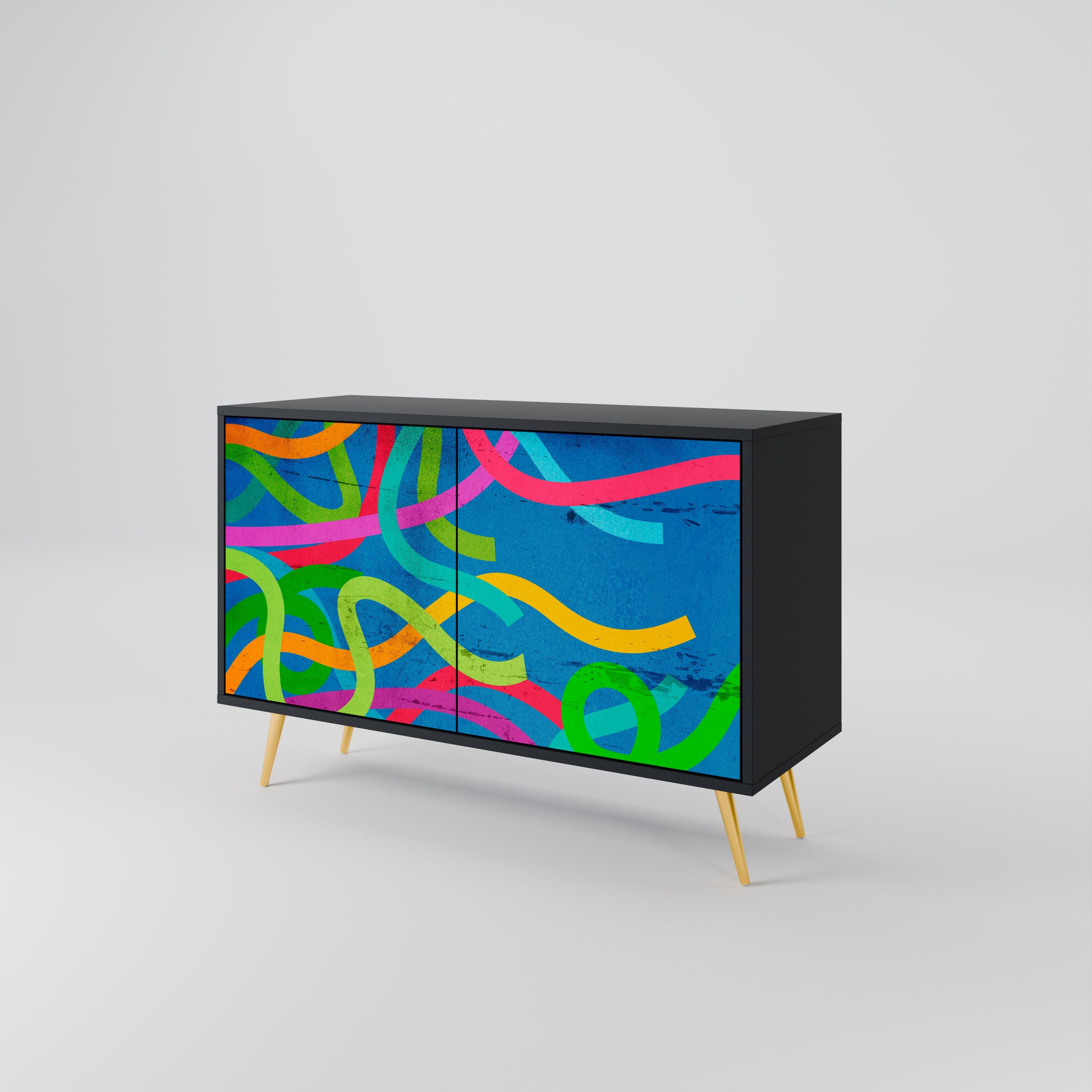 STREAMER TANGLE Sideboard mit 2 Türen in Schwarz