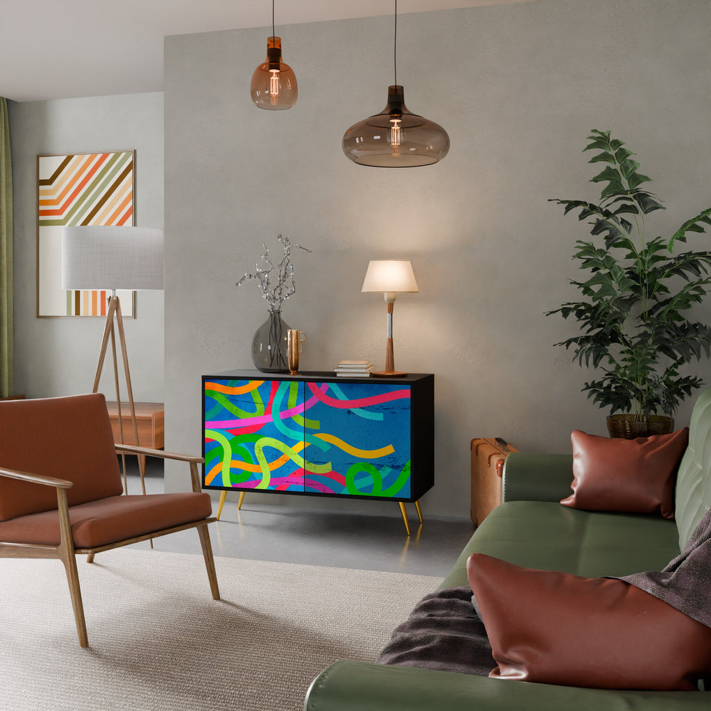 STREAMER TANGLE Sideboard mit 2 Türen in Schwarz