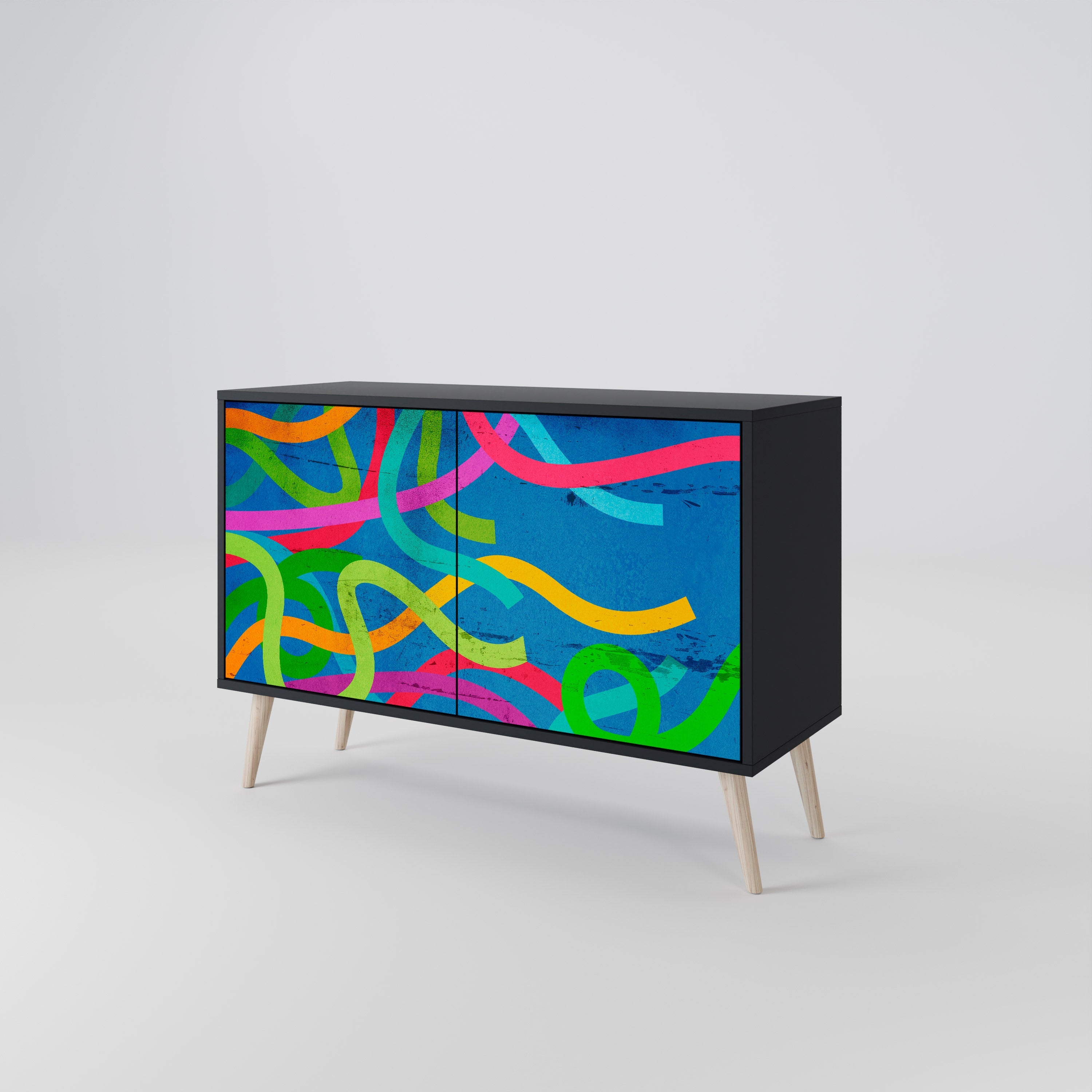 STREAMER TANGLE Sideboard mit 2 Türen in Schwarz