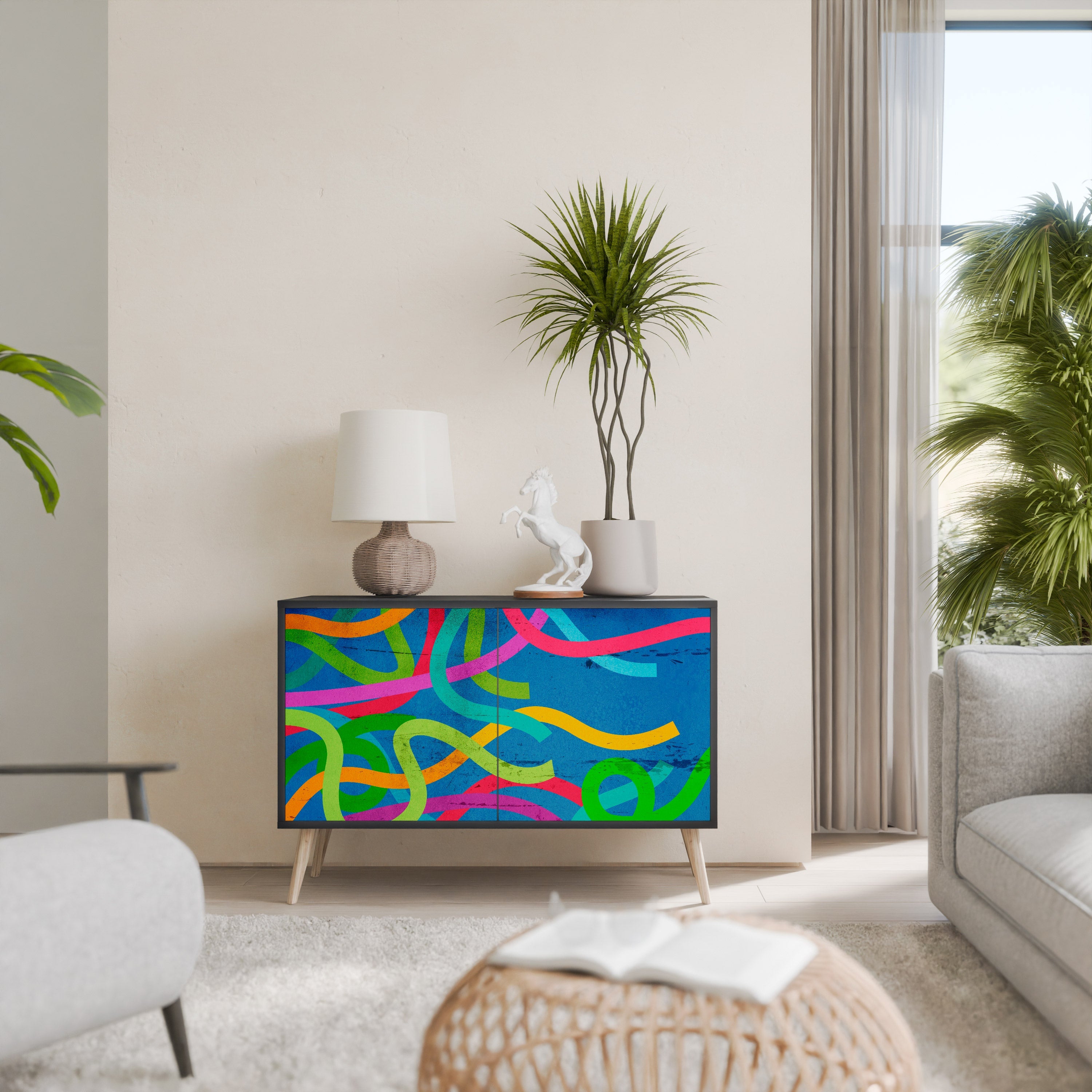 STREAMER TANGLE Sideboard mit 2 Türen in Schwarz