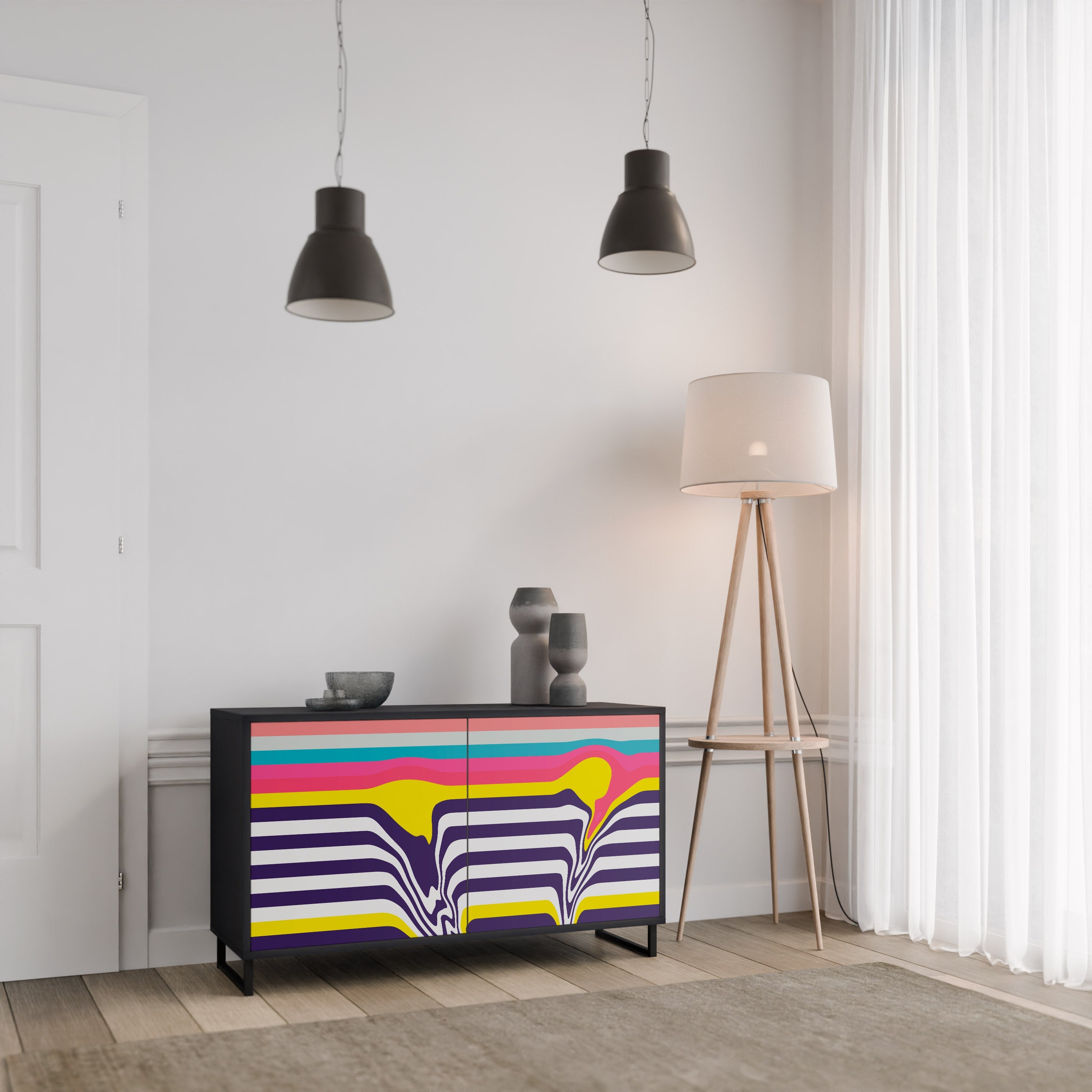 TONE COLLAPSE Sideboard mit 2 Türen in Schwarz