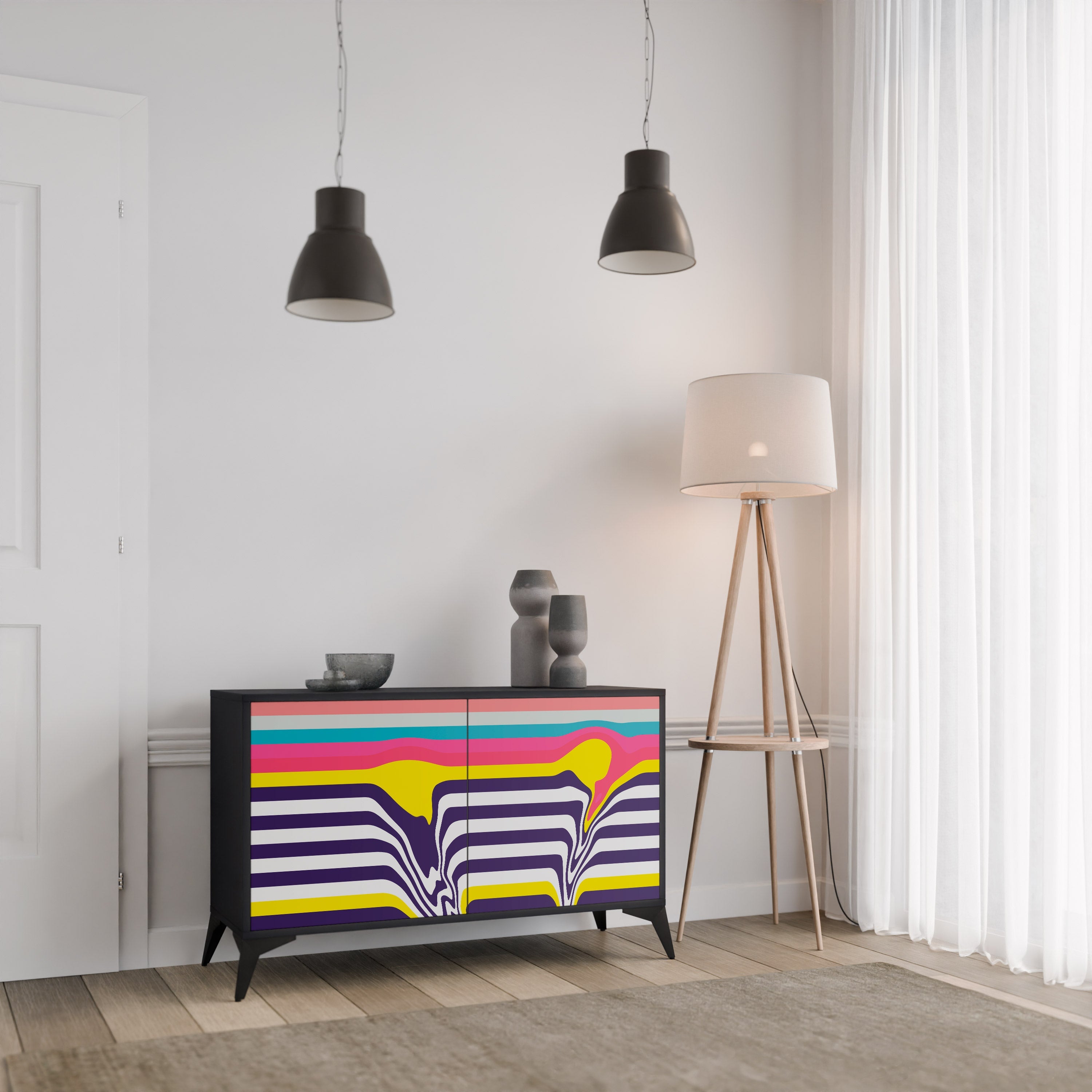 TONE COLLAPSE Sideboard mit 2 Türen in Schwarz