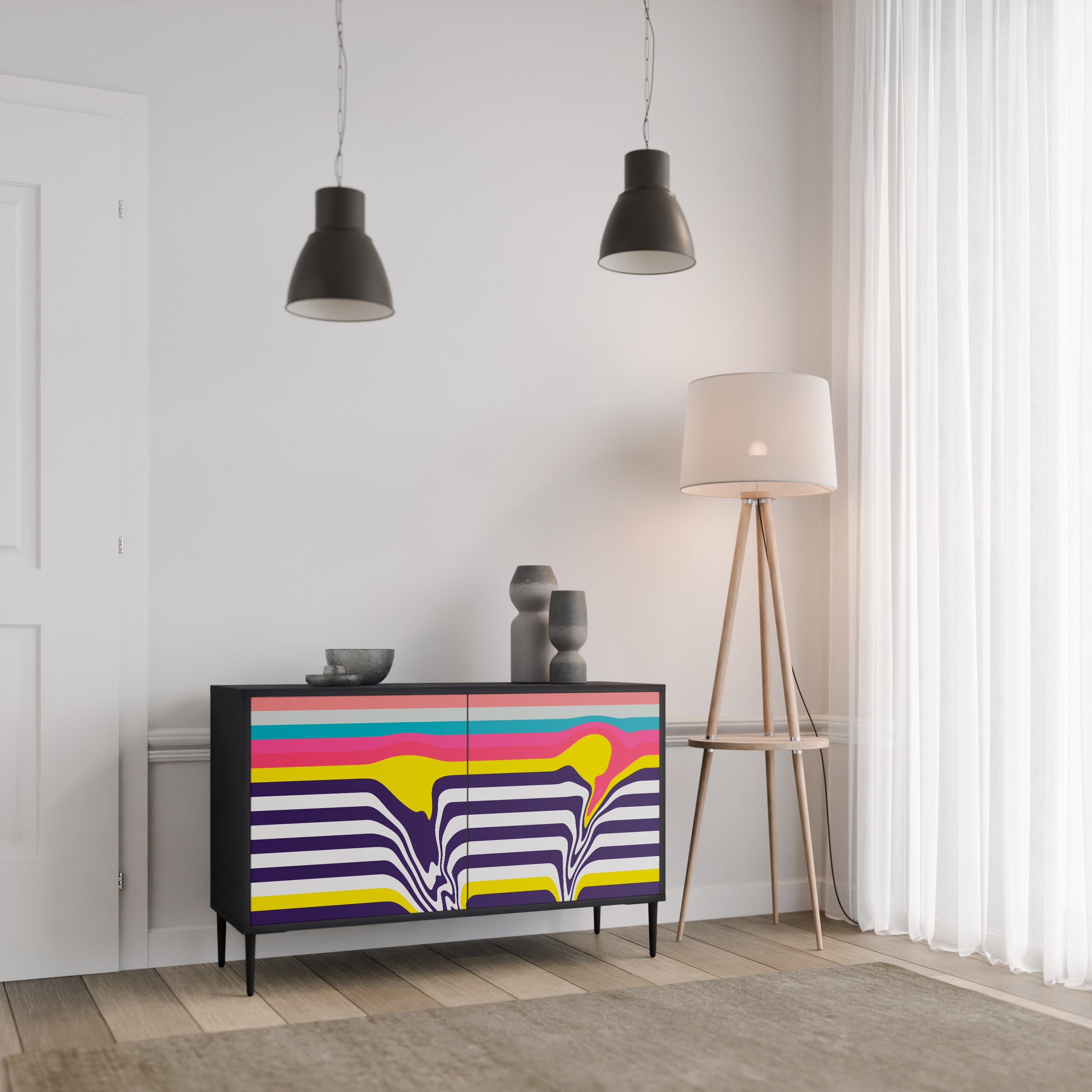 TONE COLLAPSE Sideboard mit 2 Türen in Schwarz