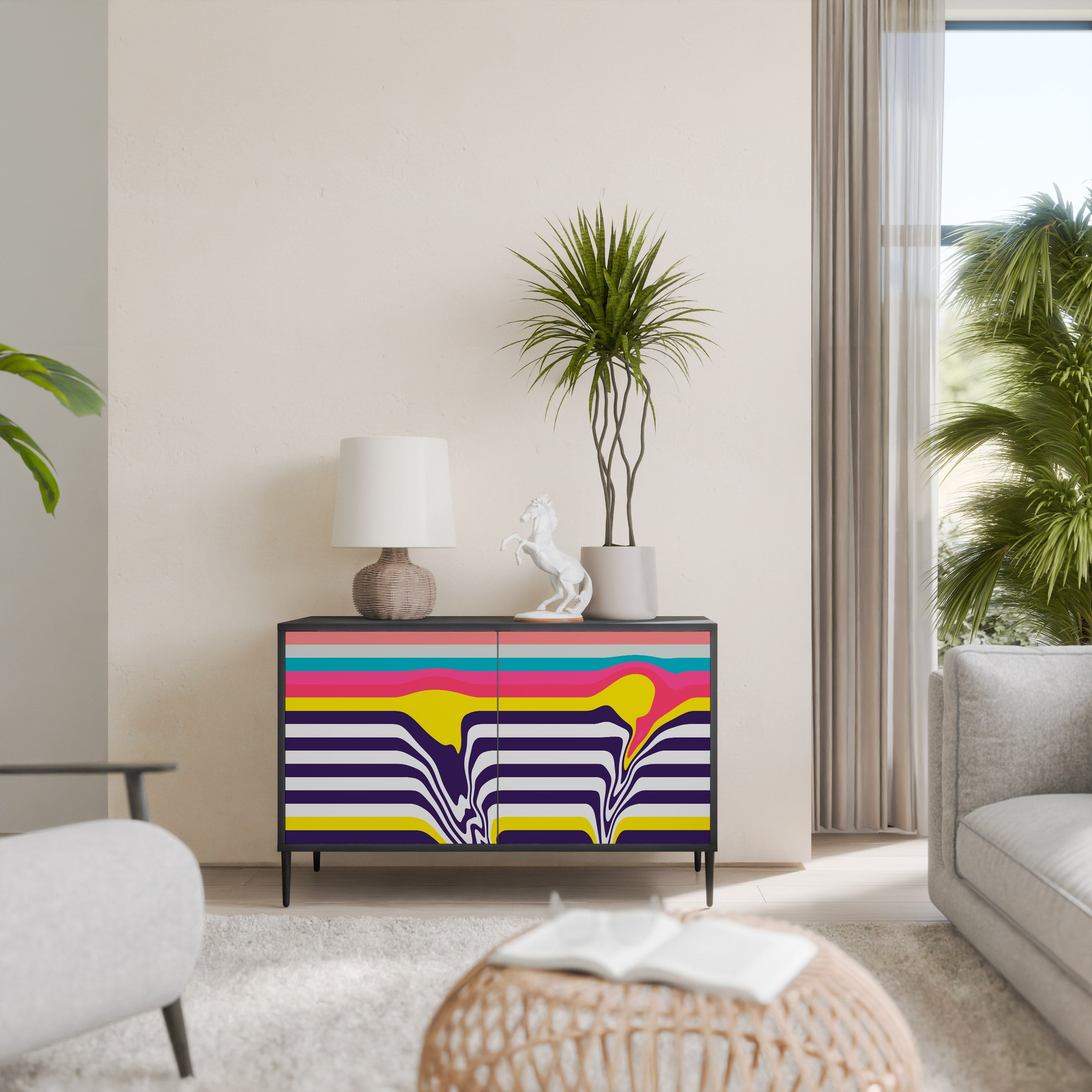 TONE COLLAPSE Sideboard mit 2 Türen in Schwarz