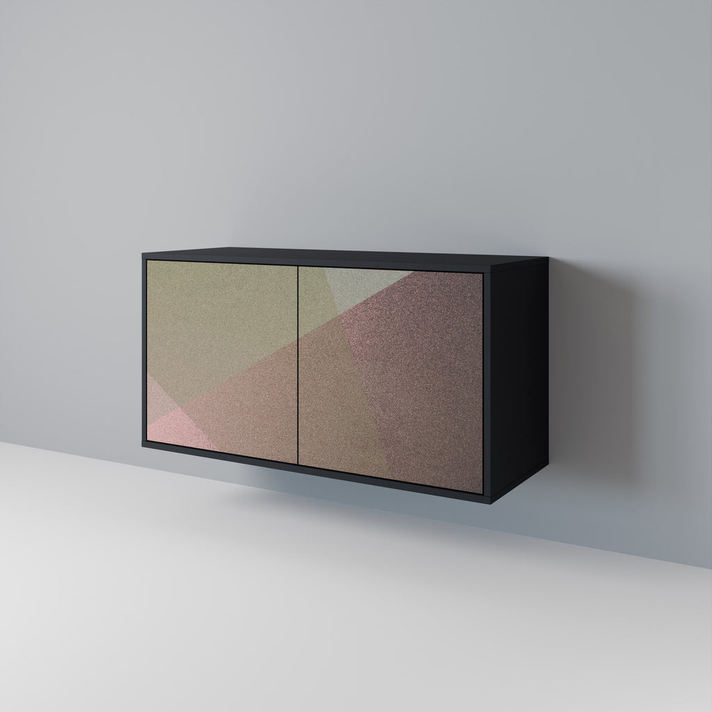 BEIGE GEOMETRY Sideboard mit 2 Türen in schwarzem Finish