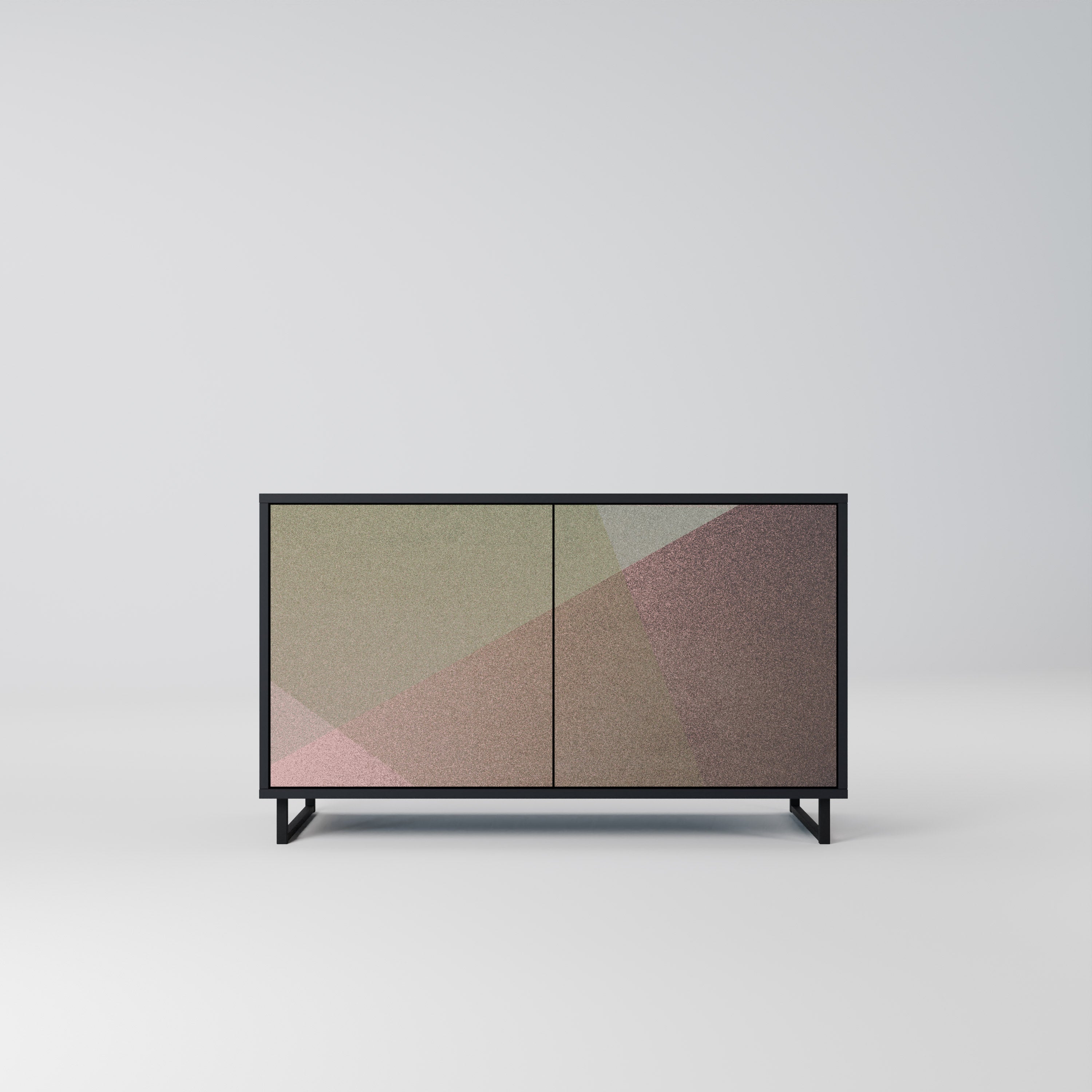 BEIGE GEOMETRY Sideboard mit 2 Türen in Schwarz
