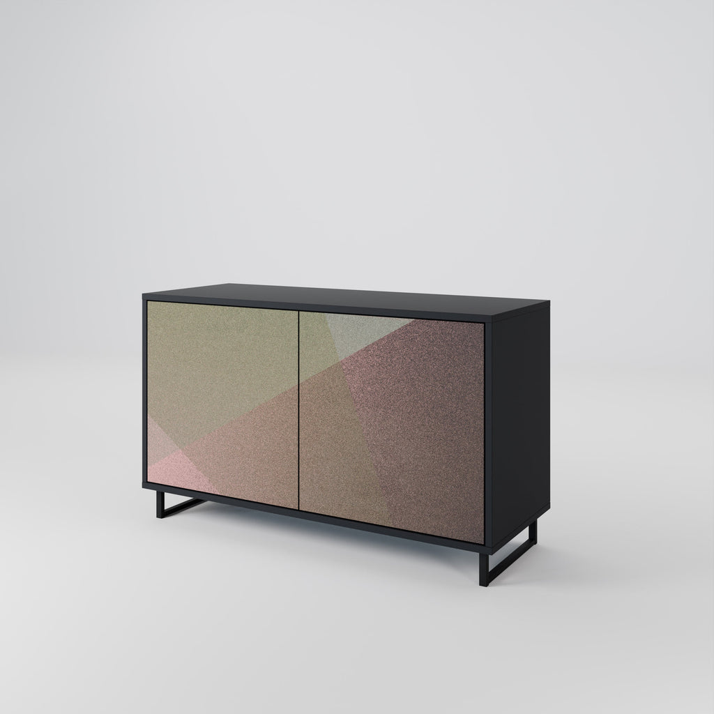BEIGE GEOMETRY Sideboard mit 2 Türen in schwarzem Finish